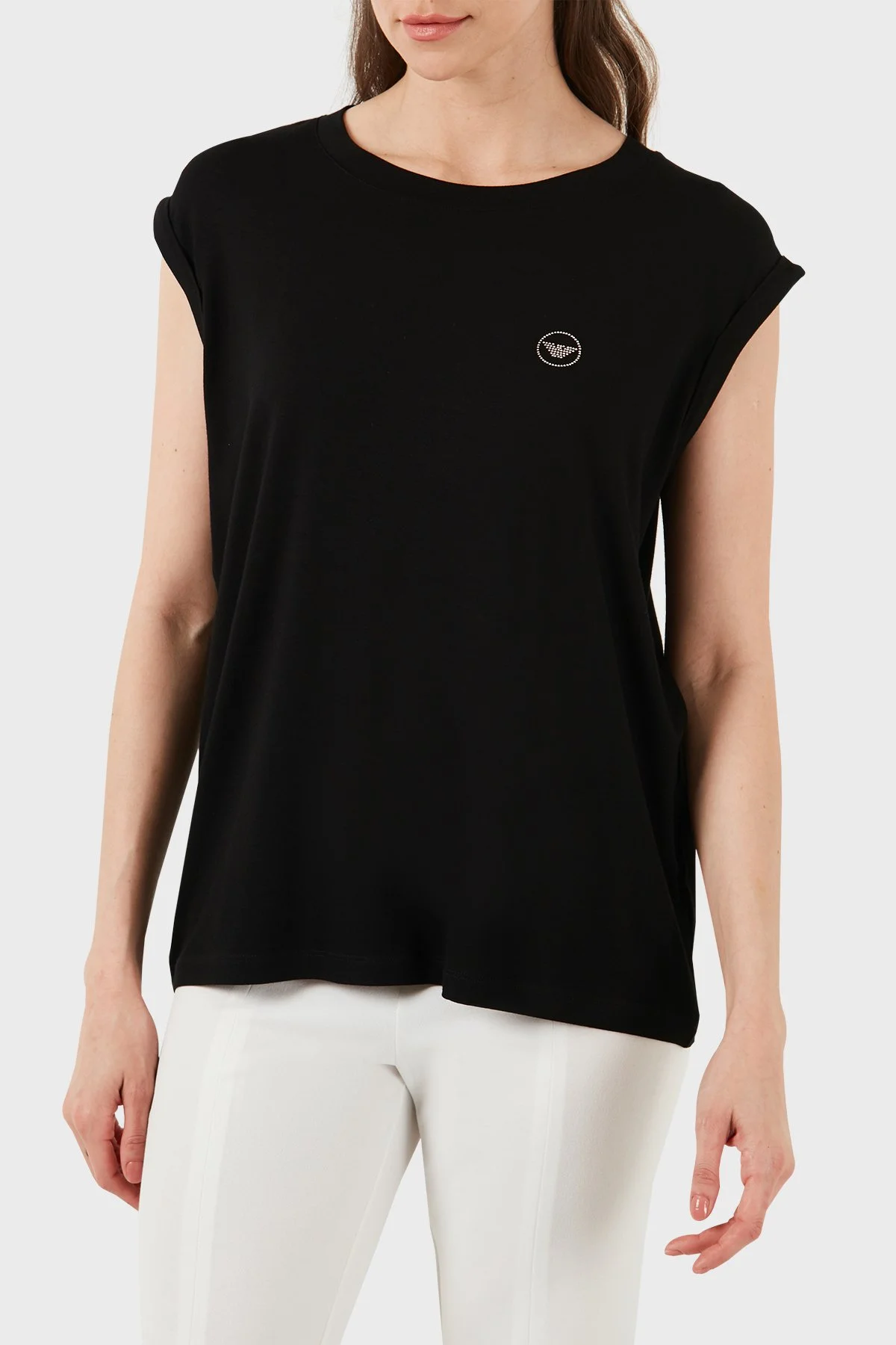 Emporio Armani Streç Regular Fit Bisiklet Yaka Bayan Atlet 164844 4R224 00020 SİYAH - 1