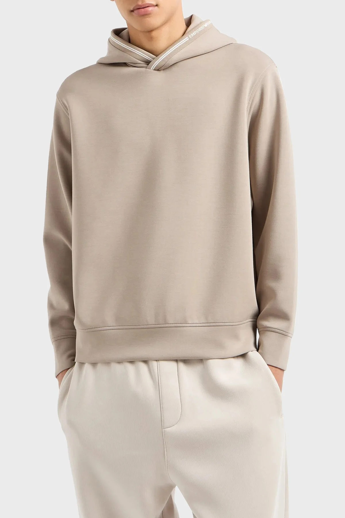 Emporio Armani Streç Regular Fit Kapüşonlu Erkek Sweat 6D1M99 1JRRZ 0144 BEJ - 1