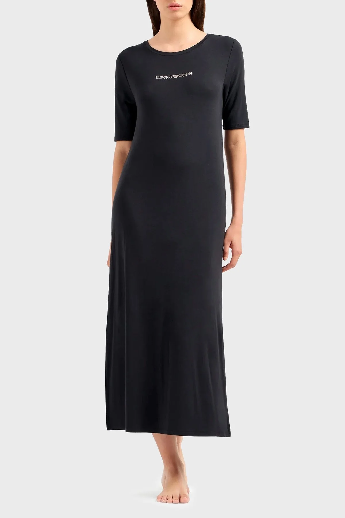 Emporio Armani Streç Regular Fit Yırtmaçlı Uzun Bayan Elbise 262752 4R314 00020 SİYAH - 4