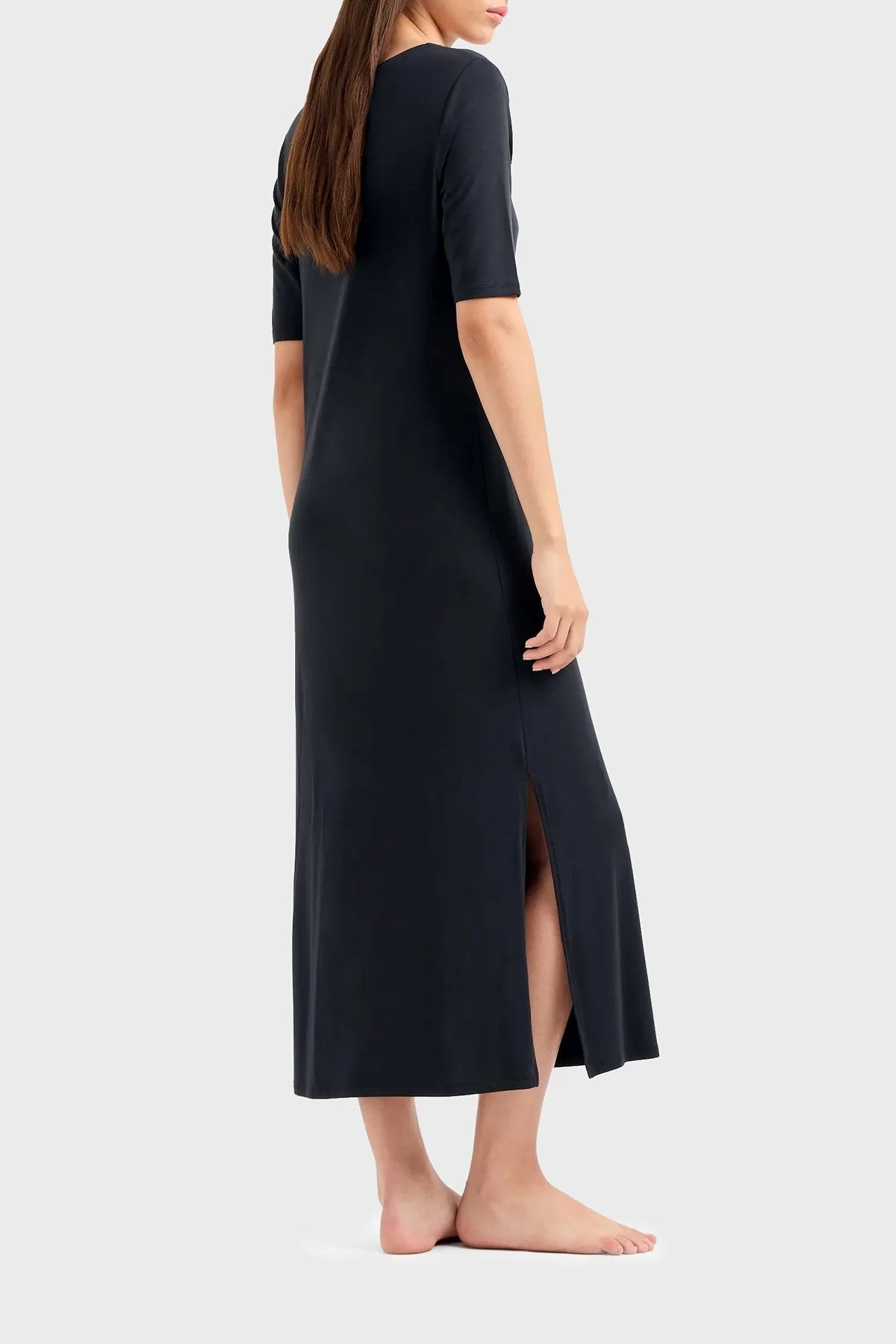 Emporio Armani Streç Regular Fit Yırtmaçlı Uzun Bayan Elbise 262752 4R314 00020 SİYAH - 5