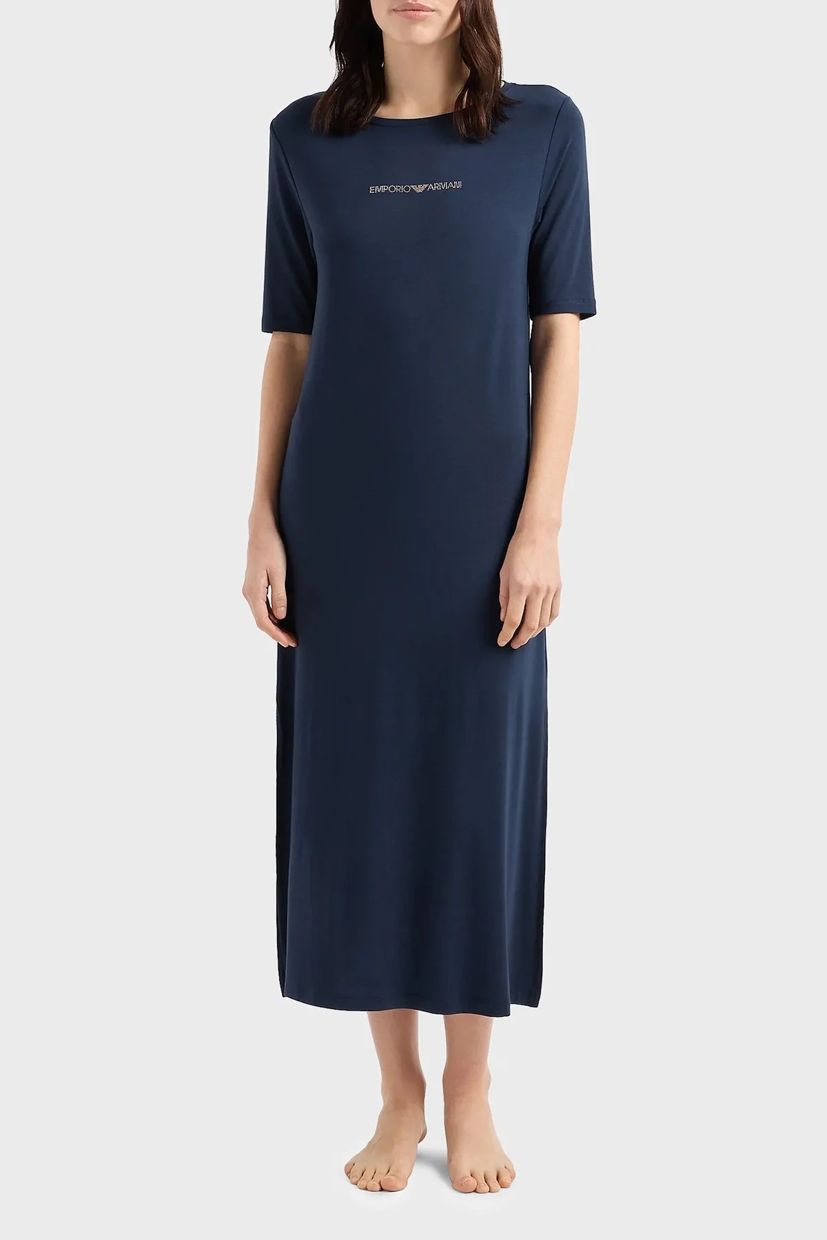 Emporio Armani Streç Regular Fit Yırtmaçlı Uzun Bayan Elbise 262752 4R314 00135 LACİVERT - 4