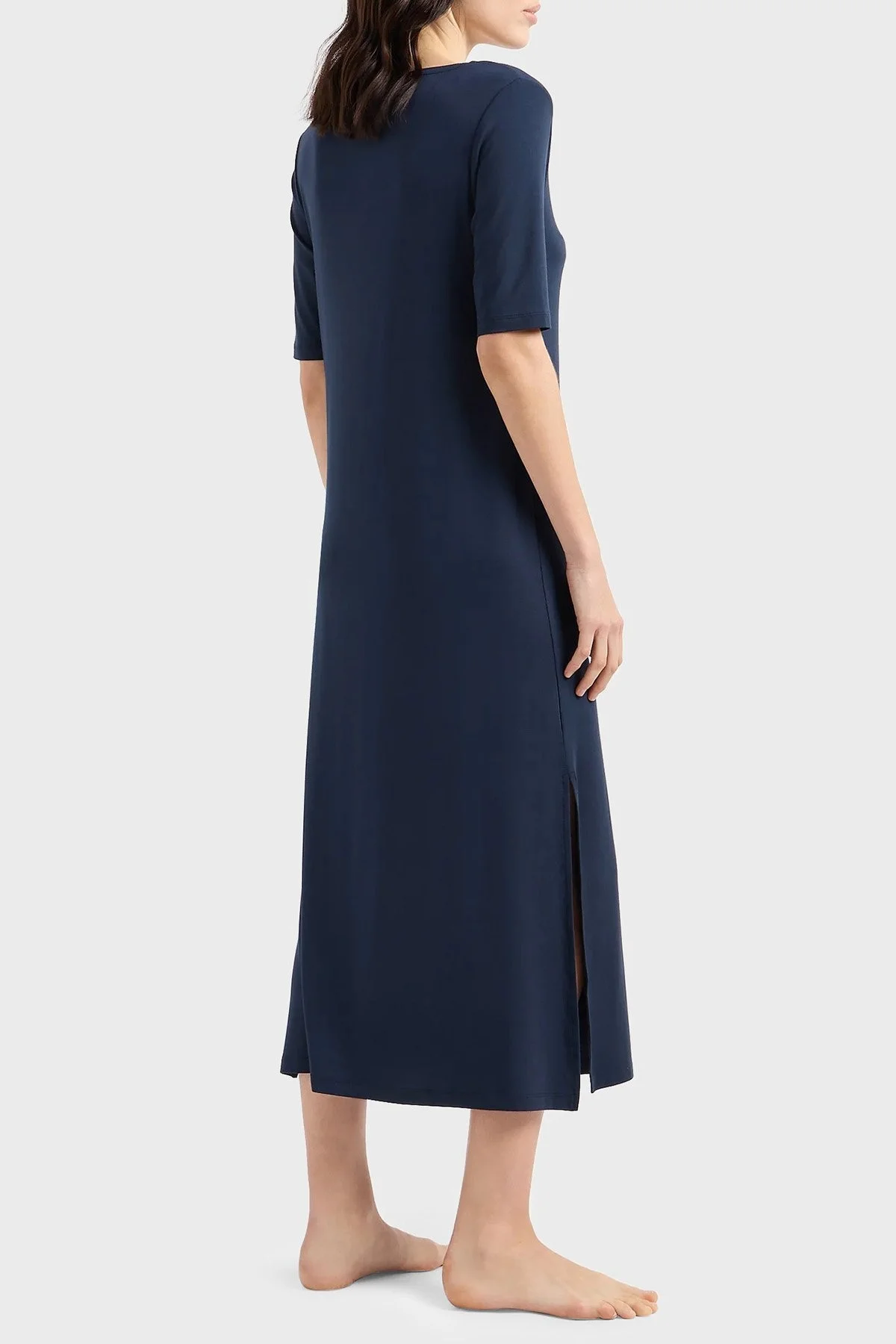 Emporio Armani Streç Regular Fit Yırtmaçlı Uzun Bayan Elbise 262752 4R314 00135 LACİVERT - 5