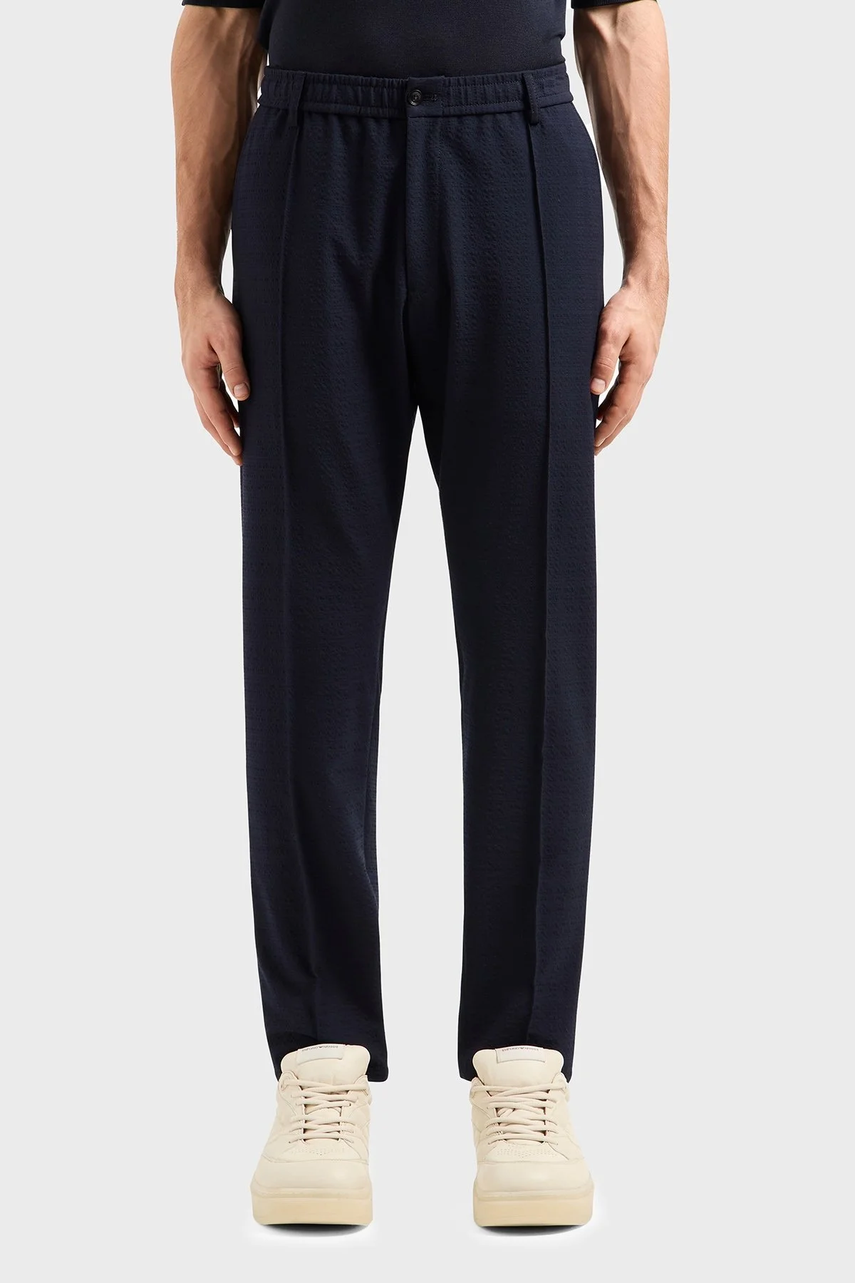 Emporio Armani Streç Regular Fit Yüksek Bel Düz Paça Çımalı Dokuma Erkek Pantolon EM000440 TE13603 UB109 KOYU LACİVERT - 6