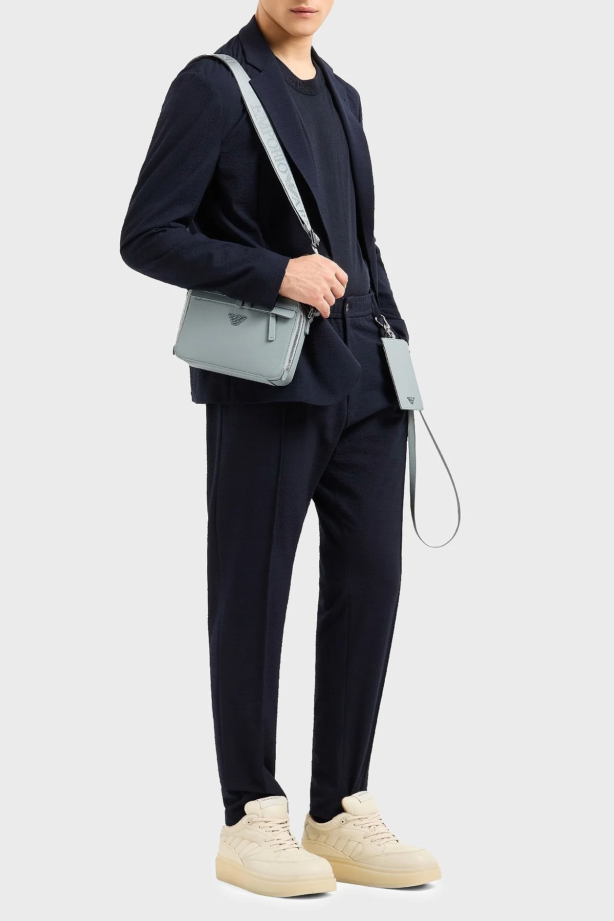 Emporio Armani Streç Regular Fit Yüksek Bel Düz Paça Çımalı Dokuma Erkek Pantolon EM000440 TE13603 UB109 KOYU LACİVERT - 7