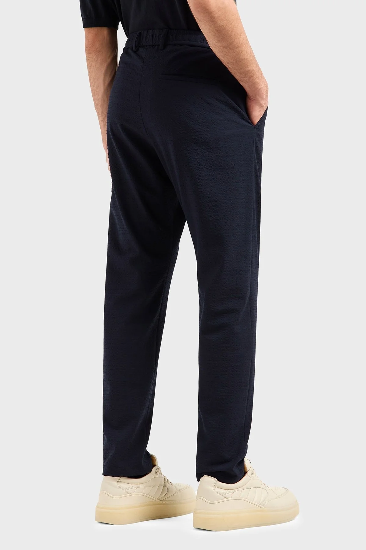 Emporio Armani Streç Regular Fit Yüksek Bel Düz Paça Çımalı Dokuma Erkek Pantolon EM000440 TE13603 UB109 KOYU LACİVERT - 8