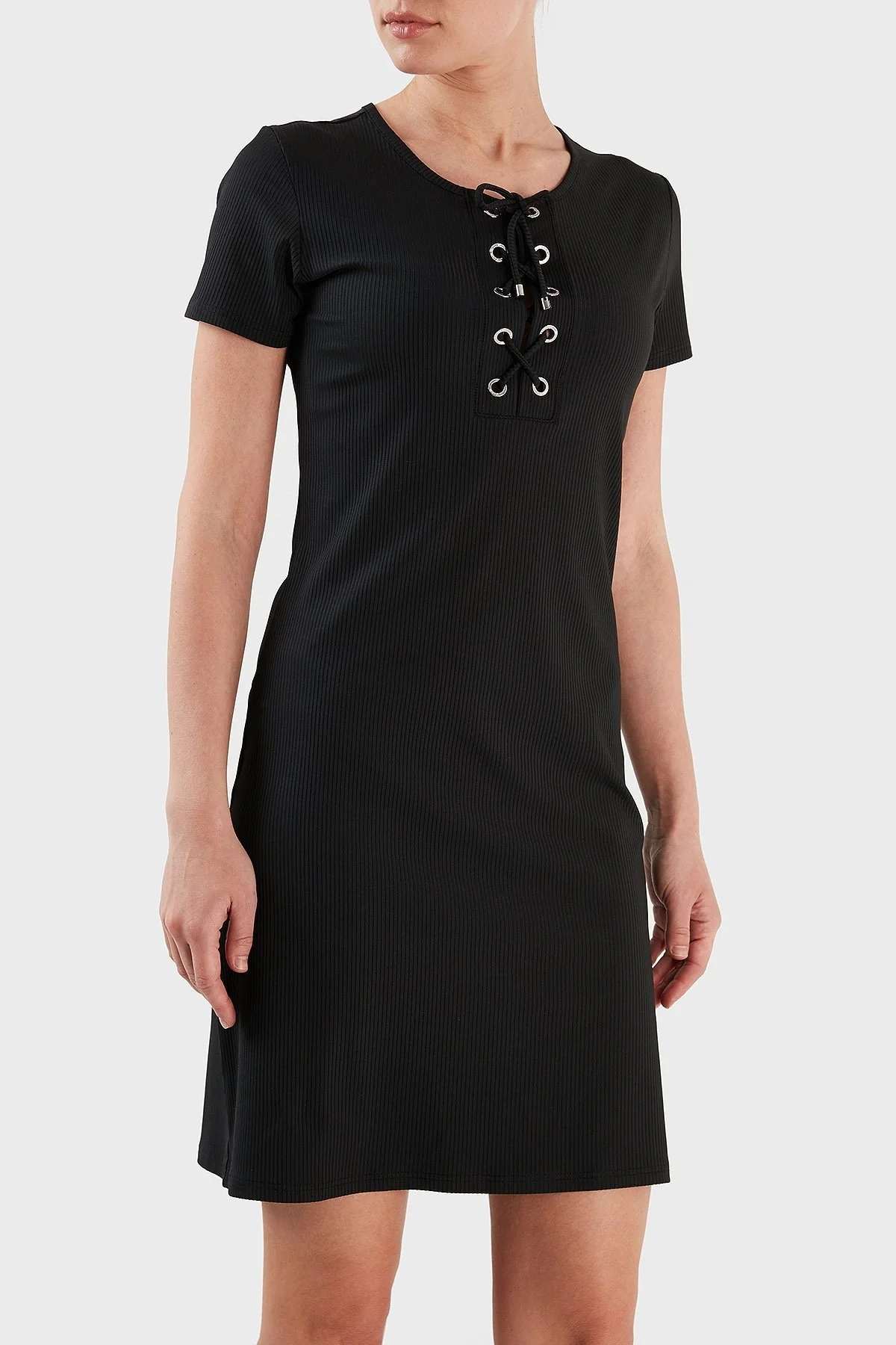 Emporio Armani Streç Slim Fit Bağcıklı Mini Bayan Elbise 262673 3R308 00020 SİYAH - 3