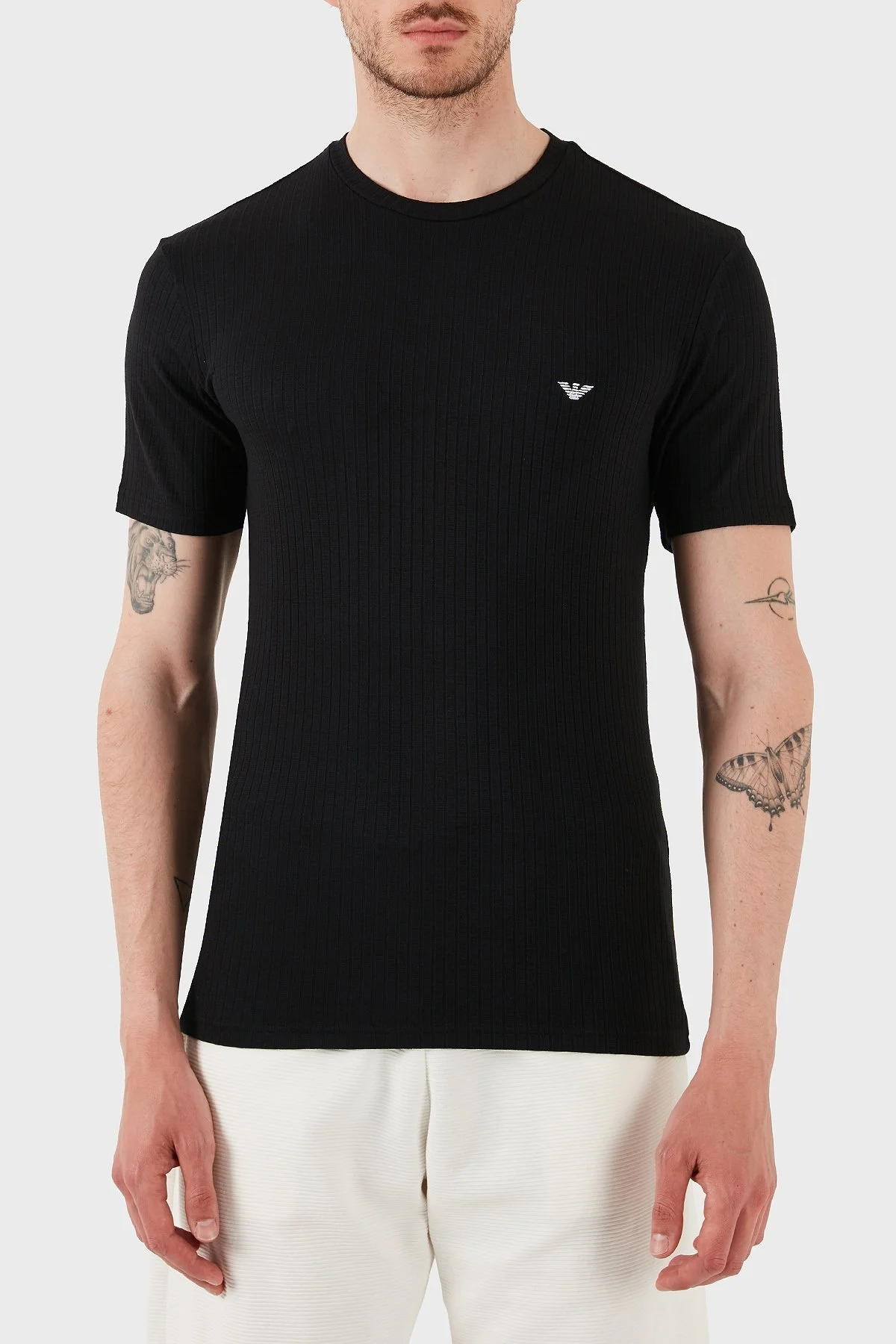 Emporio Armani Streç Slim Fit Bisiklet Yaka Erkek T Shirt EM000379 AF12034 UC001 SİYAH - 1
