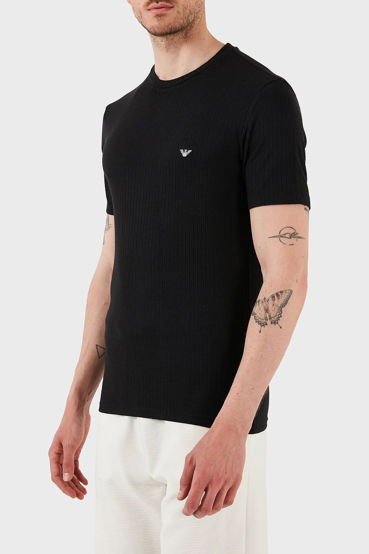 Emporio Armani Streç Slim Fit Bisiklet Yaka Erkek T Shirt EM000379 AF12034 UC001 SİYAH - 2