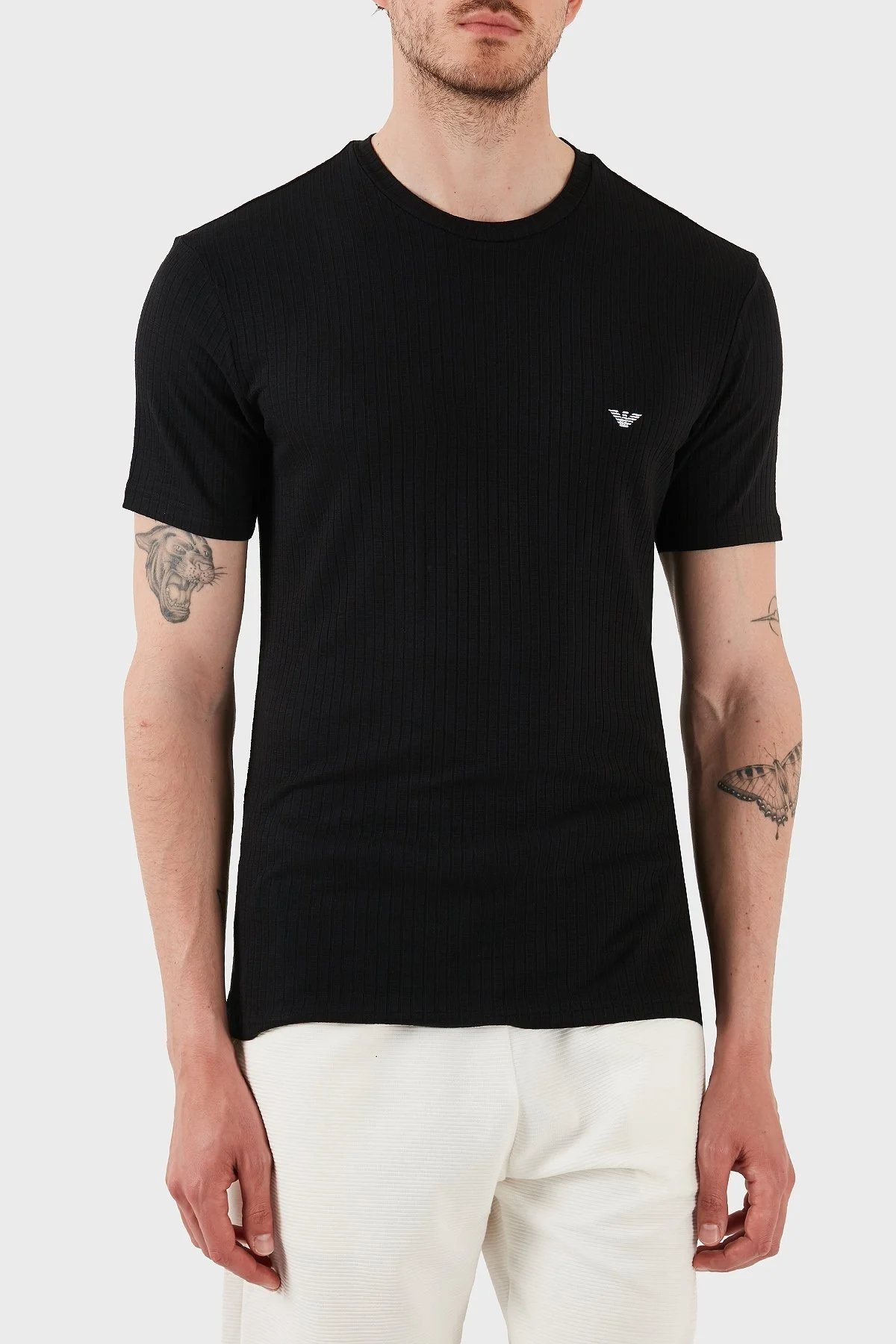 Emporio Armani Streç Slim Fit Bisiklet Yaka Erkek T Shirt EM000379 AF12034 UC001 SİYAH - 3