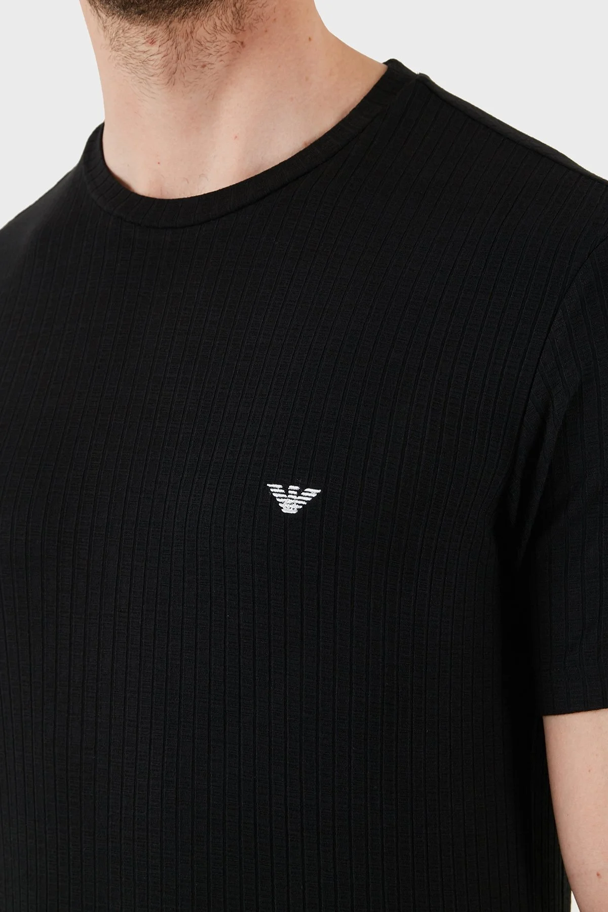 Emporio Armani Streç Slim Fit Bisiklet Yaka Erkek T Shirt EM000379 AF12034 UC001 SİYAH - 4