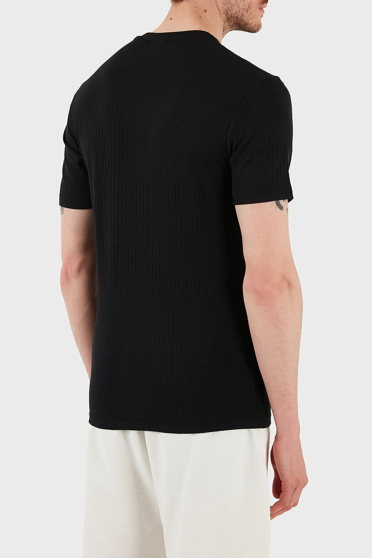 Emporio Armani Streç Slim Fit Bisiklet Yaka Erkek T Shirt EM000379 AF12034 UC001 SİYAH - 5