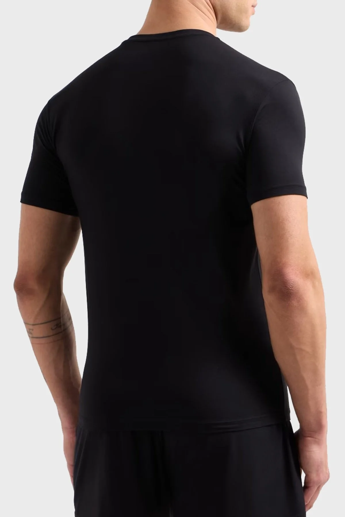 Emporio Armani Streç Slim Fit Bisiklet Yaka Logolu Erkek T Shirt EM000379 AF10783 UC001 SİYAH - 2