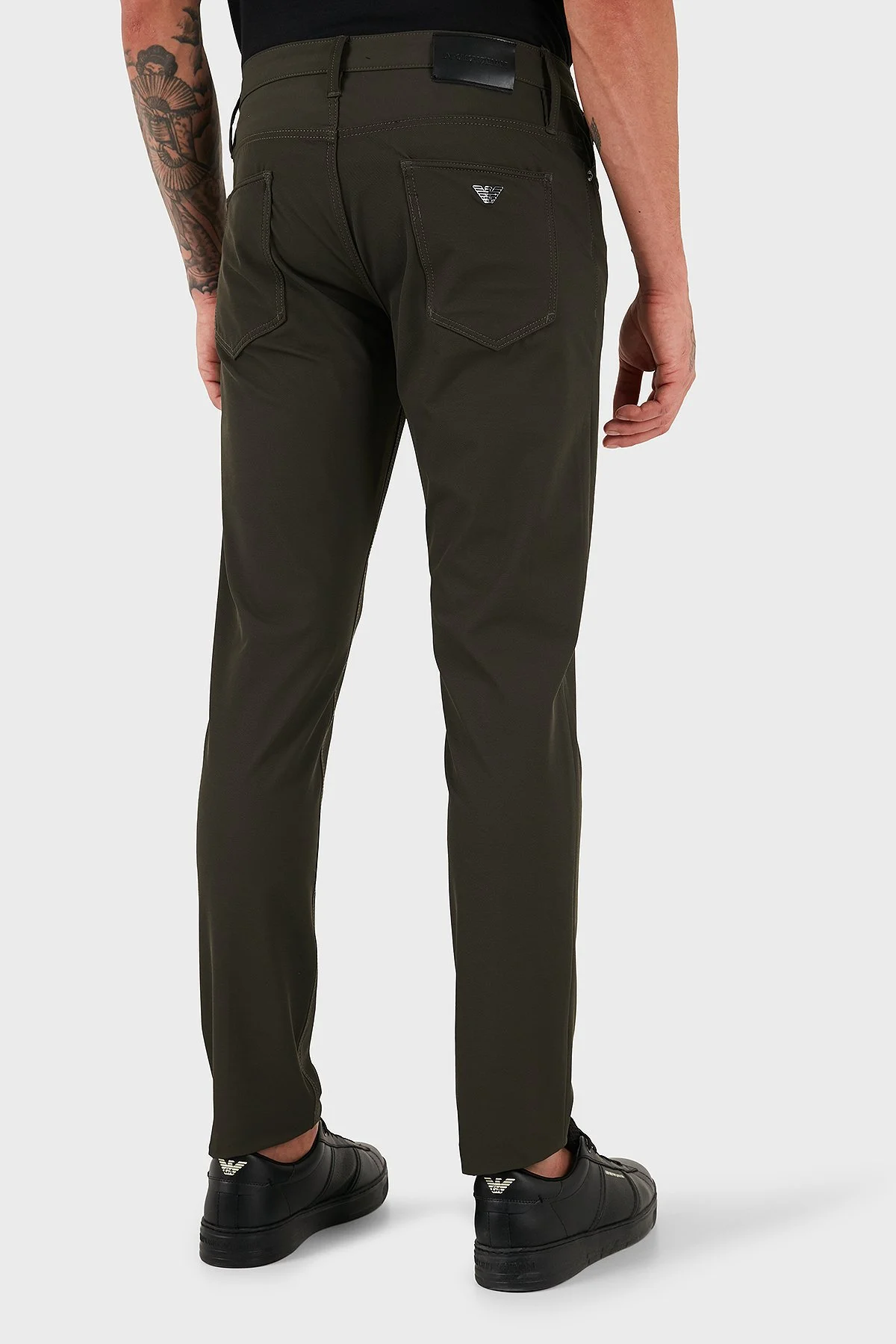 Emporio Armani Streç Slim Fit Normal Bel Dar Paça Erkek Pantolon EM000121 AF18502 U8120 HAKİ - 3