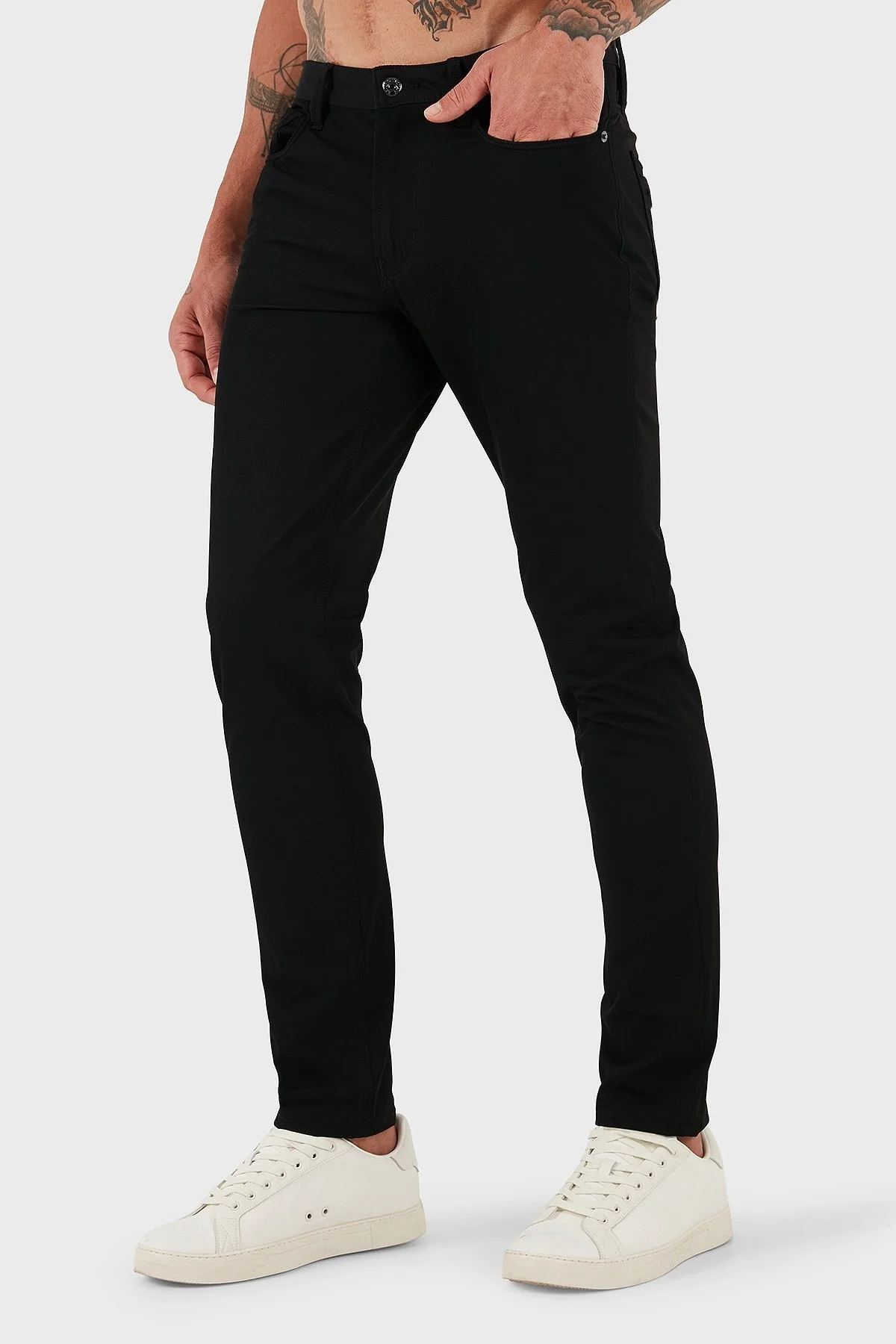 Emporio Armani Streç Slim Fit Normal Bel Dar Paça Erkek Pantolon EM000121 AF18502 UC001 SİYAH - 3