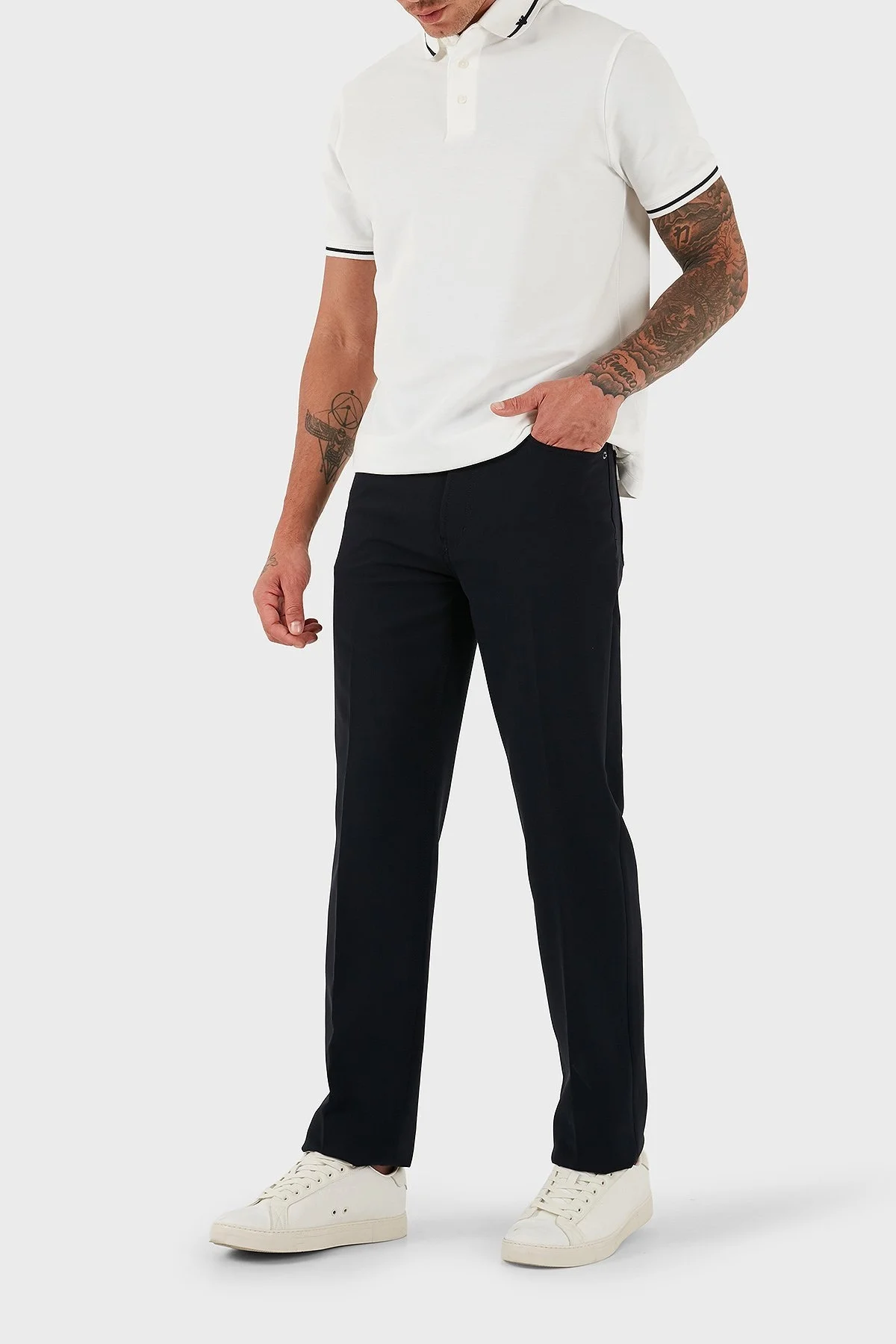 Emporio Armani Streç Straight Fit Normal Bel Düz Paça Erkek Pantolon EM000763 AF18079 UB118 LACİVERT - 1