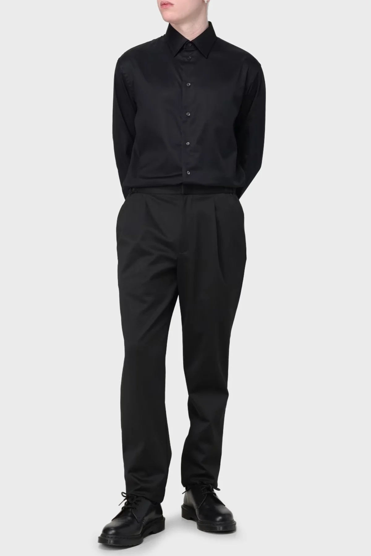 Emporio Armani Streç Yün Karışımlı Regular Fit Düz Paça Kumaş Erkek Pantolon EM000496 TE11061 UC001 SİYAH - 2