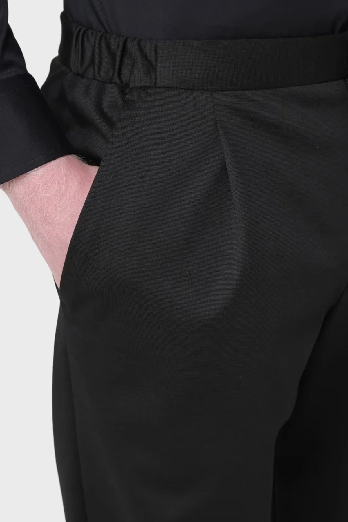 Emporio Armani Streç Yün Karışımlı Regular Fit Düz Paça Kumaş Erkek Pantolon EM000496 TE11061 UC001 SİYAH - 4