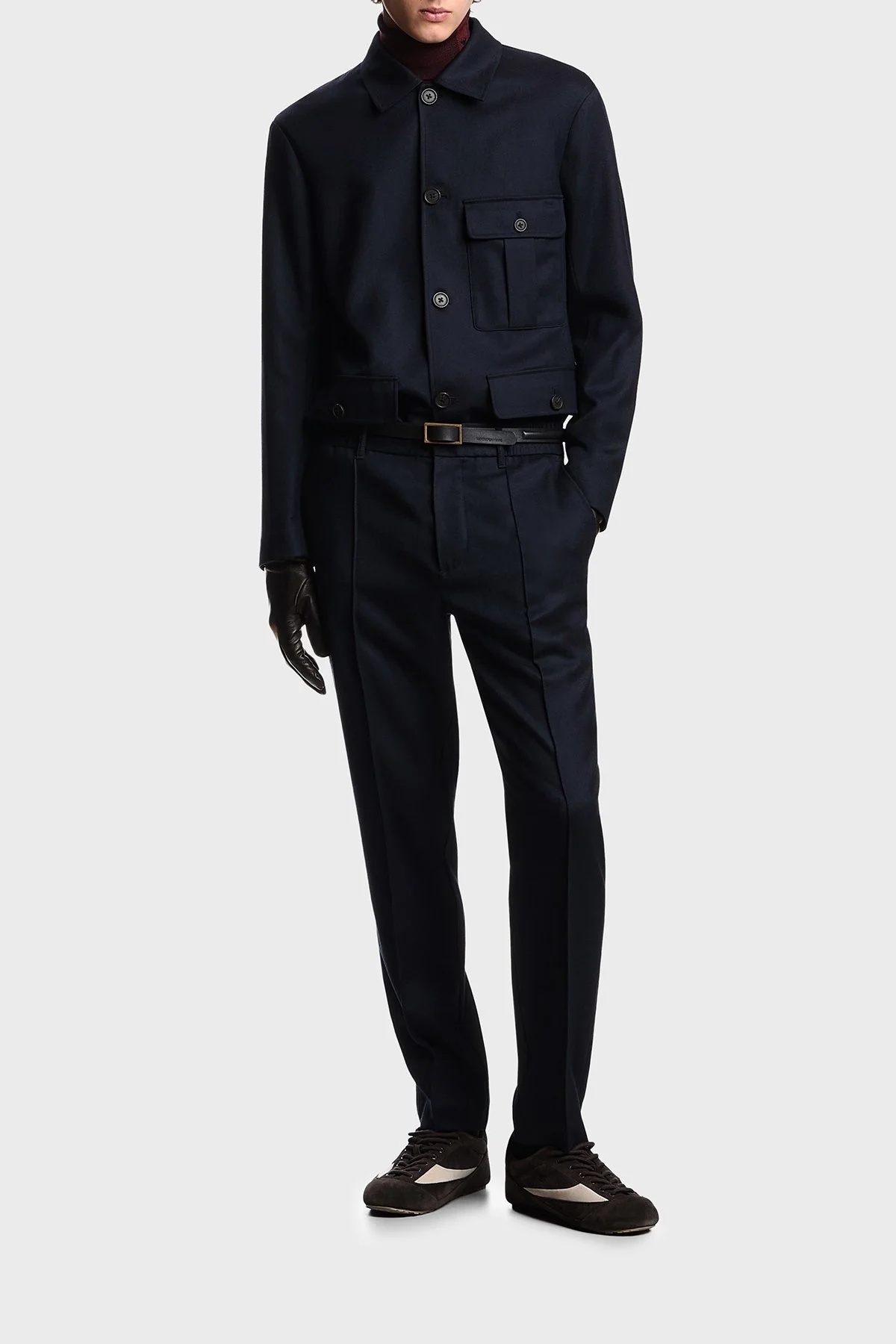 Emporio Armani Streç Yünlü Slim Fit Klasik Yaka Erkek Ceket EM003296 AF18507 UB118 LACİVERT - 2