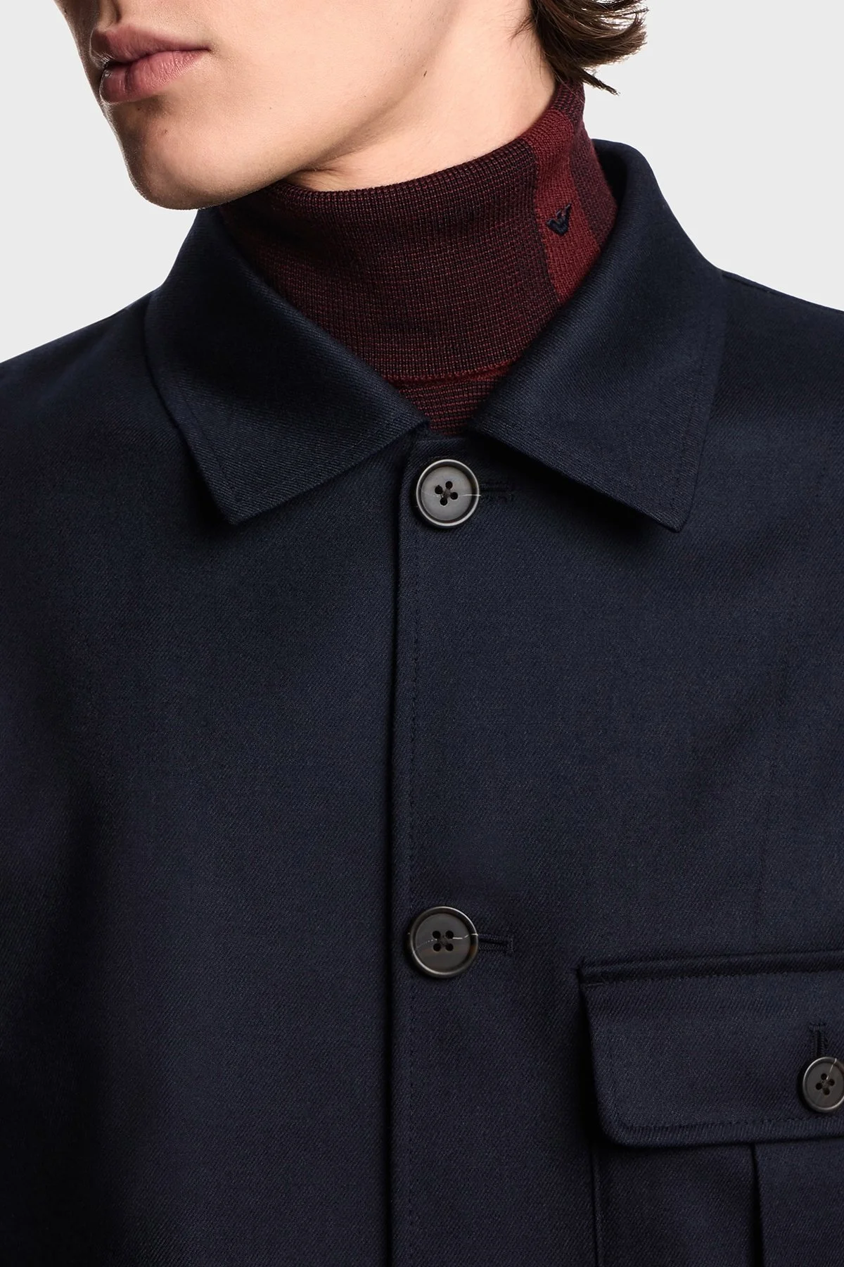 Emporio Armani Streç Yünlü Slim Fit Klasik Yaka Erkek Ceket EM003296 AF18507 UB118 LACİVERT - 4