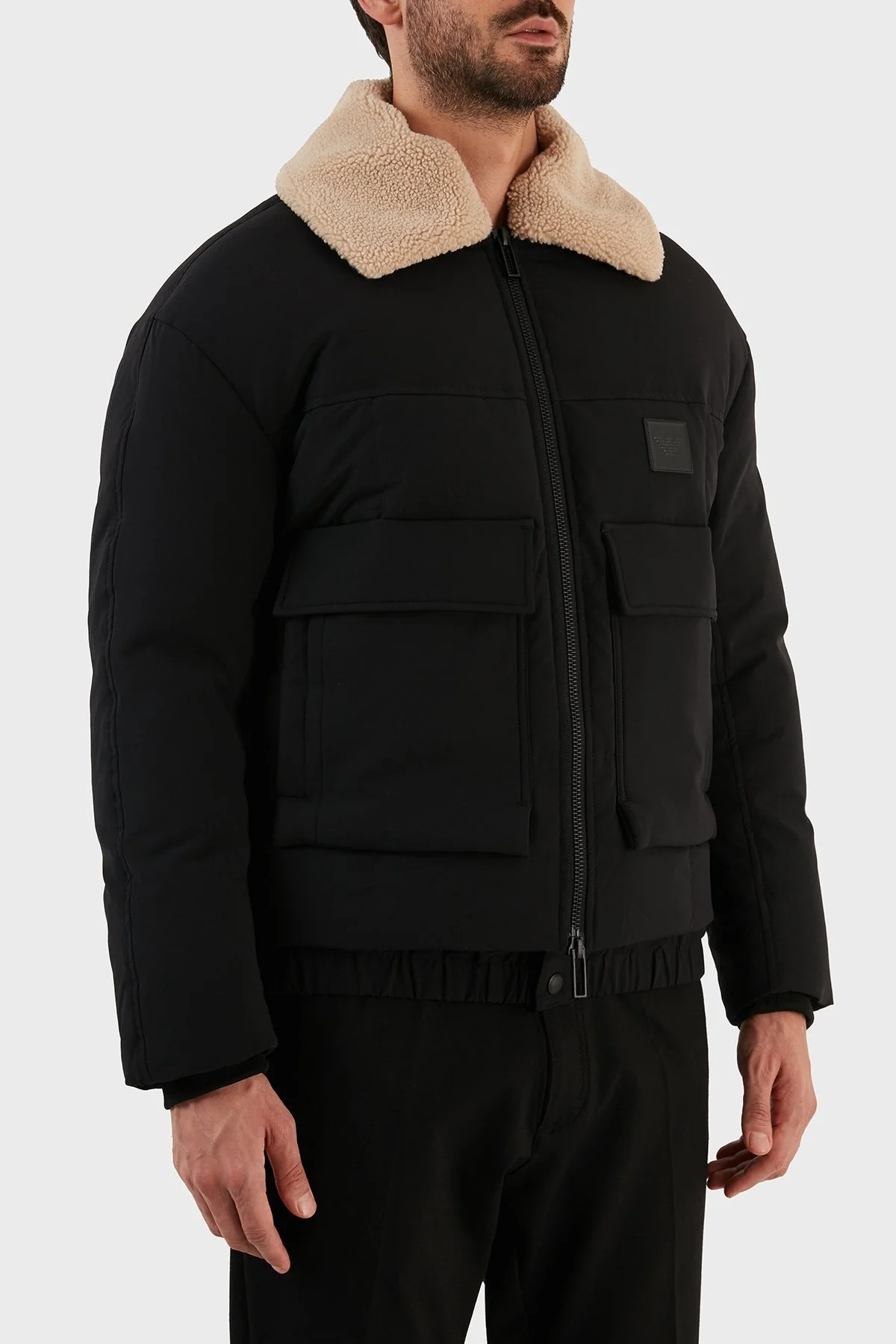 Emporio Armani Su Geçirmez Çıkartılabilir Suni Kürklü Regular Fit Erkek Mont 6L1BP7 1NNIZ 0999 SİYAH - 3