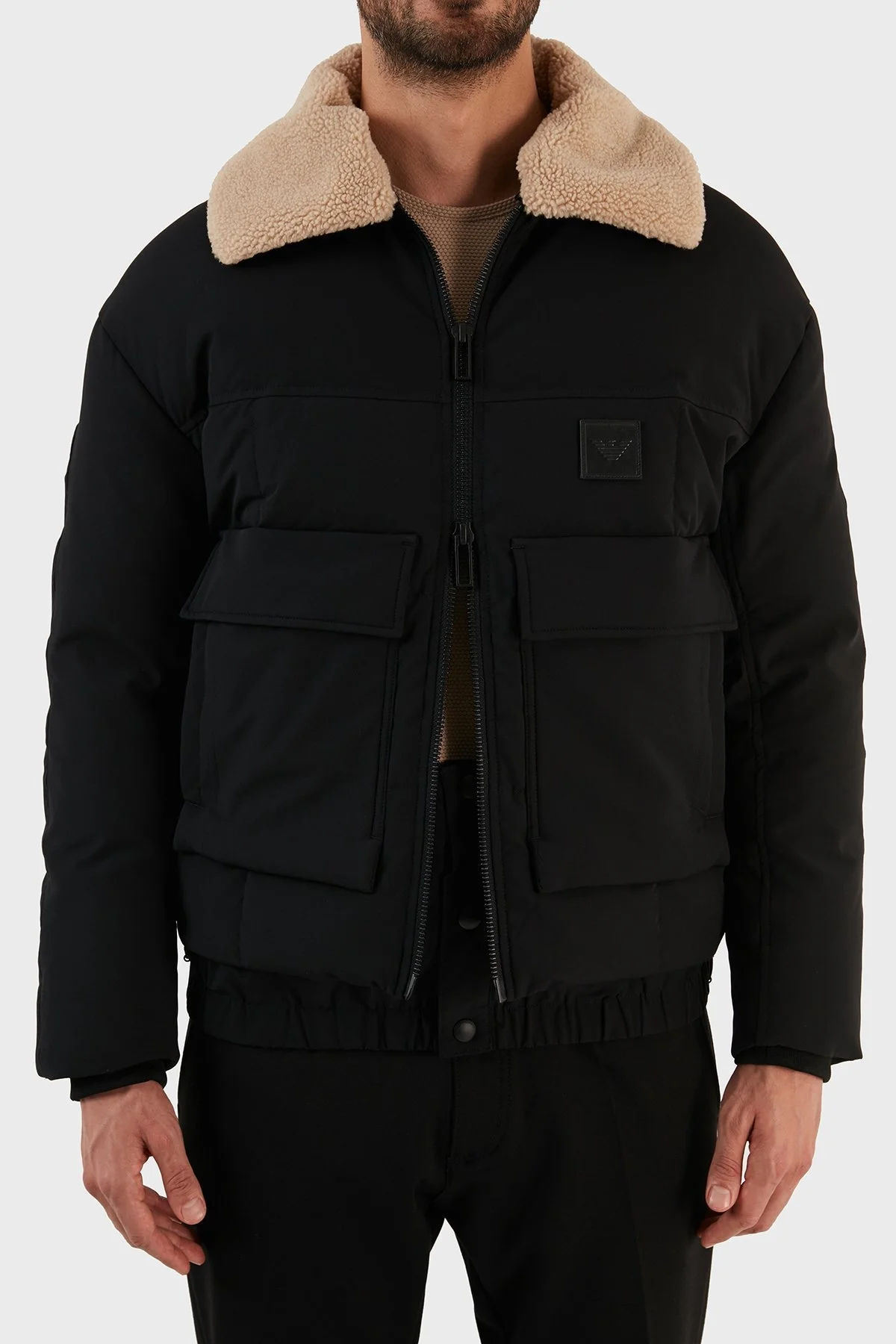 Emporio Armani Su Geçirmez Çıkartılabilir Suni Kürklü Regular Fit Erkek Mont 6L1BP7 1NNIZ 0999 SİYAH - 4