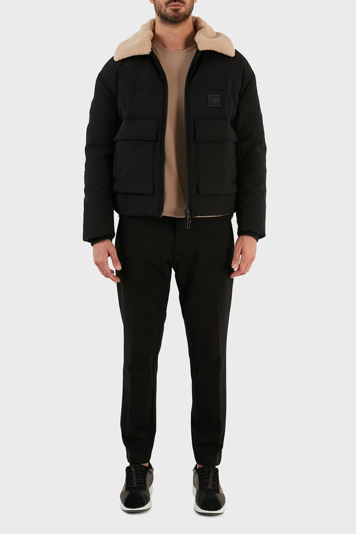 Emporio Armani Su Geçirmez Çıkartılabilir Suni Kürklü Regular Fit Erkek Mont 6L1BP7 1NNIZ 0999 SİYAH - 5