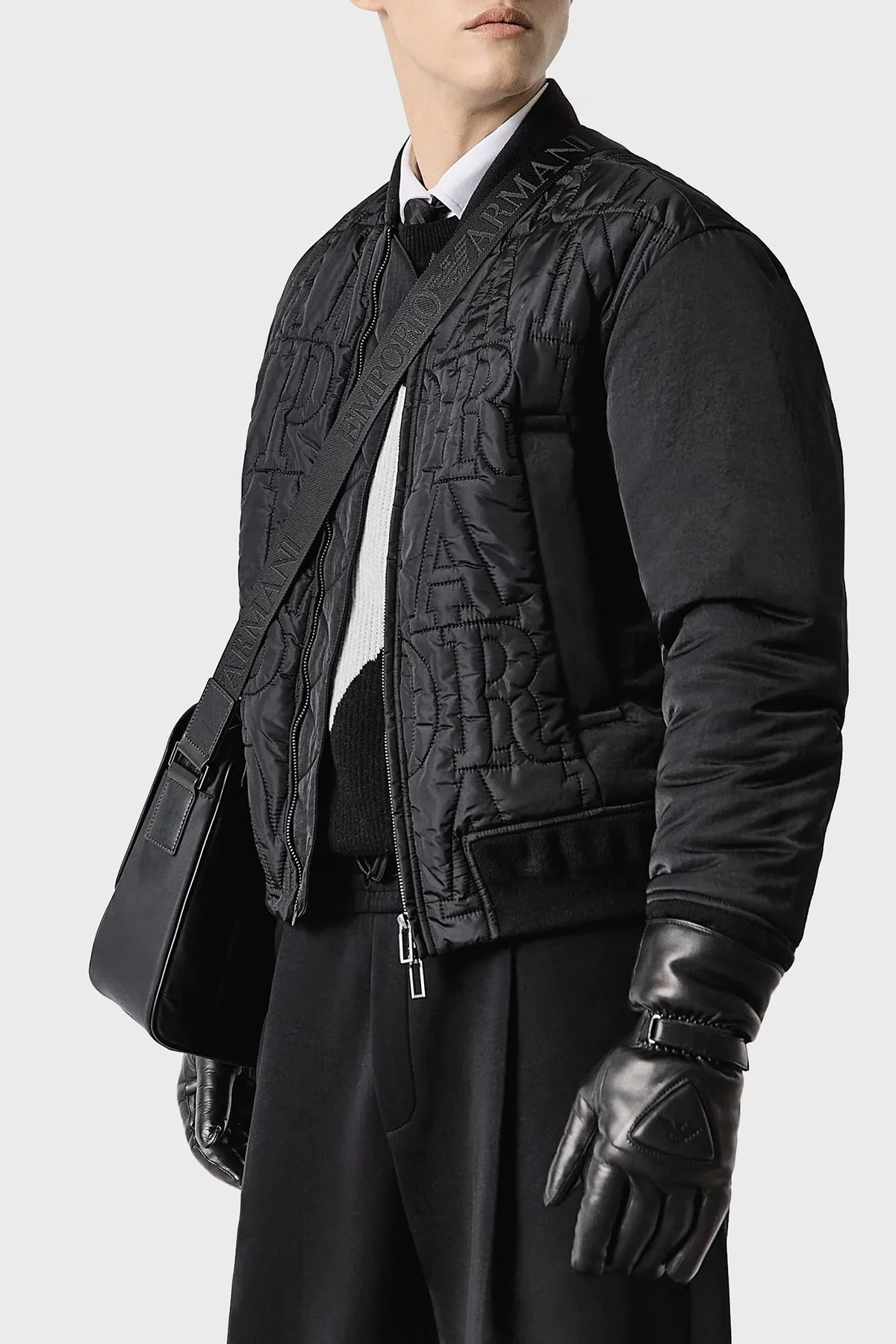 Emporio Armani Su Geçirmez Isı Yalıtımlı Çift Fermuarlı Bomber Erkek Ceket 6R1B76 1NIJZ 0999 SİYAH - 1