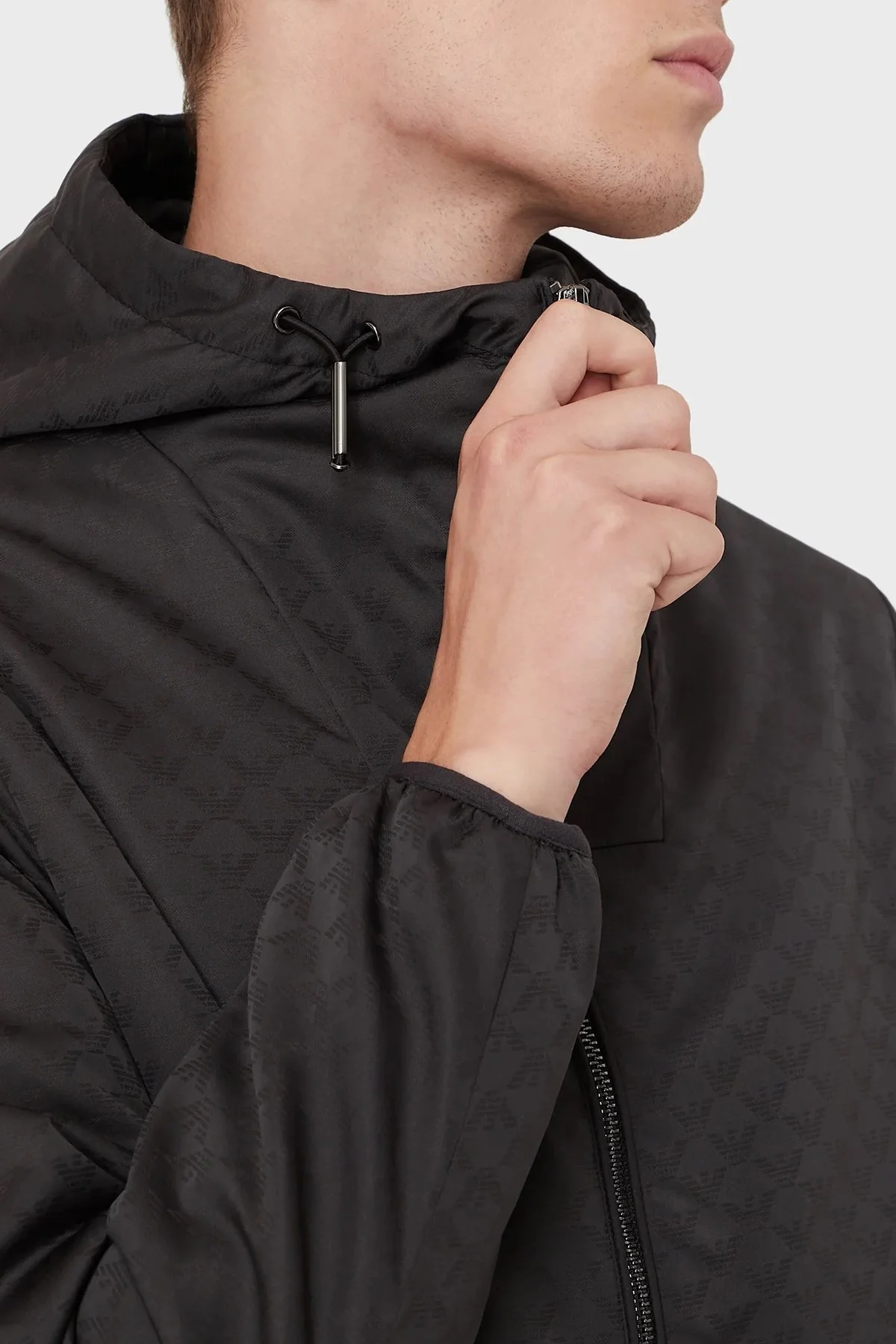 Emporio Armani Su Geçirmez Kapüşonlu Cepli Erkek Mont 8N1BN4 1NHQZ F052 SİYAH - 4