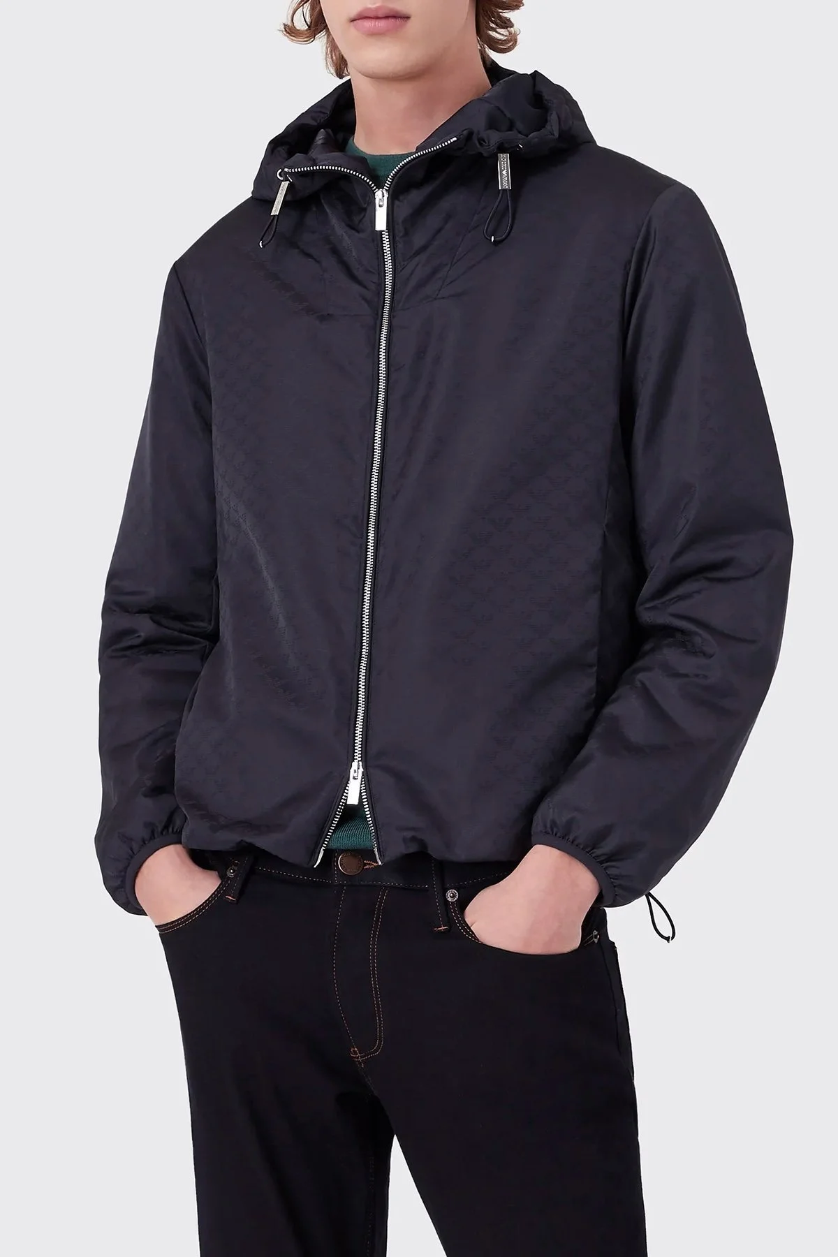 Emporio Armani Su Geçirmez Kapüşonlu Cepli Erkek Mont 8N1BN4 1NHQZ F995 LACİVERT - 1