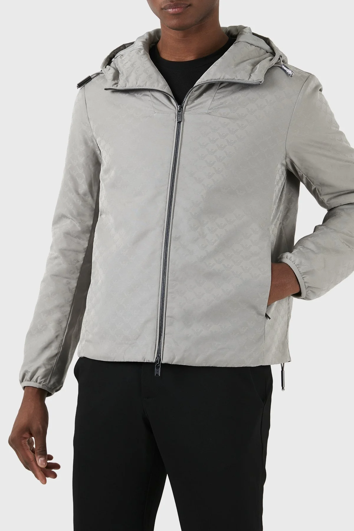 Emporio Armani Su Geçirmez Kapüşonlu Erkek Mont 8N1BN4 1NHQZ 06G1 GRİ - 1