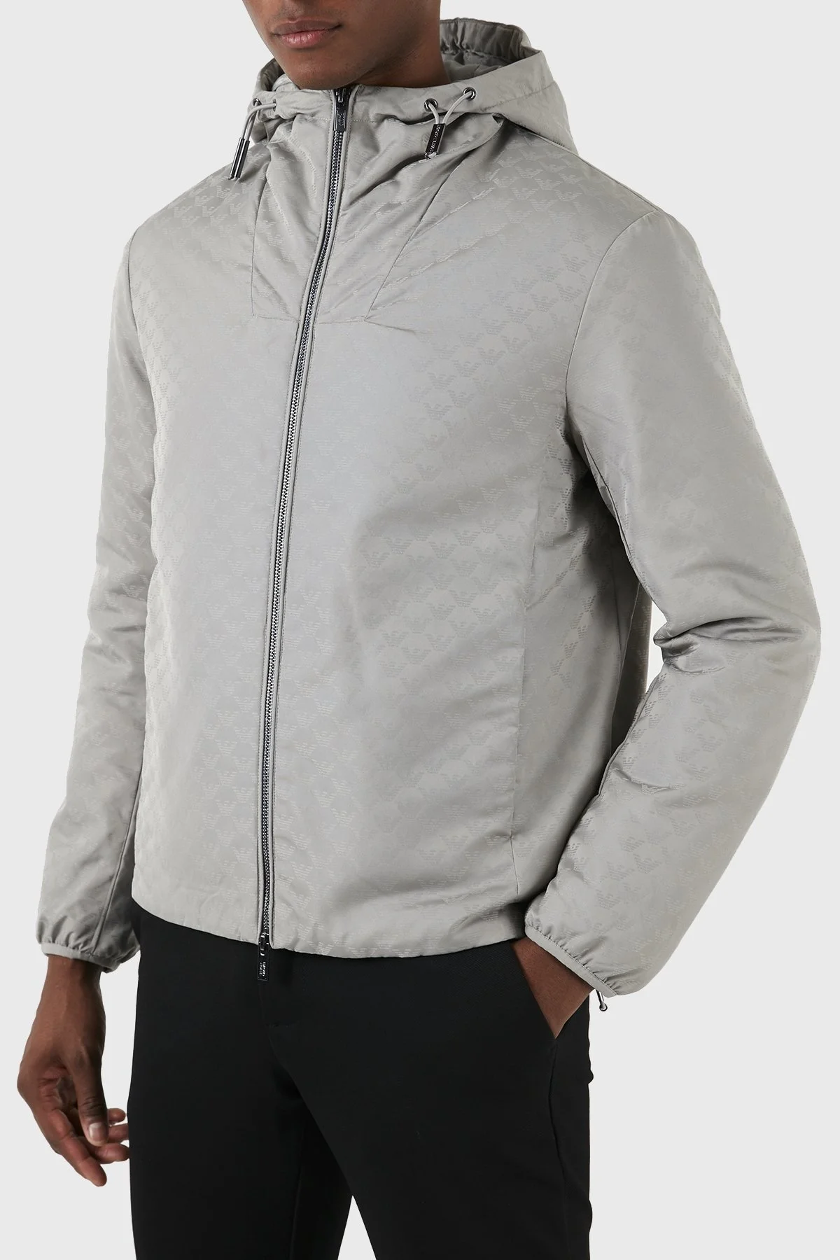 Emporio Armani Su Geçirmez Kapüşonlu Erkek Mont 8N1BN4 1NHQZ 06G1 GRİ - 4