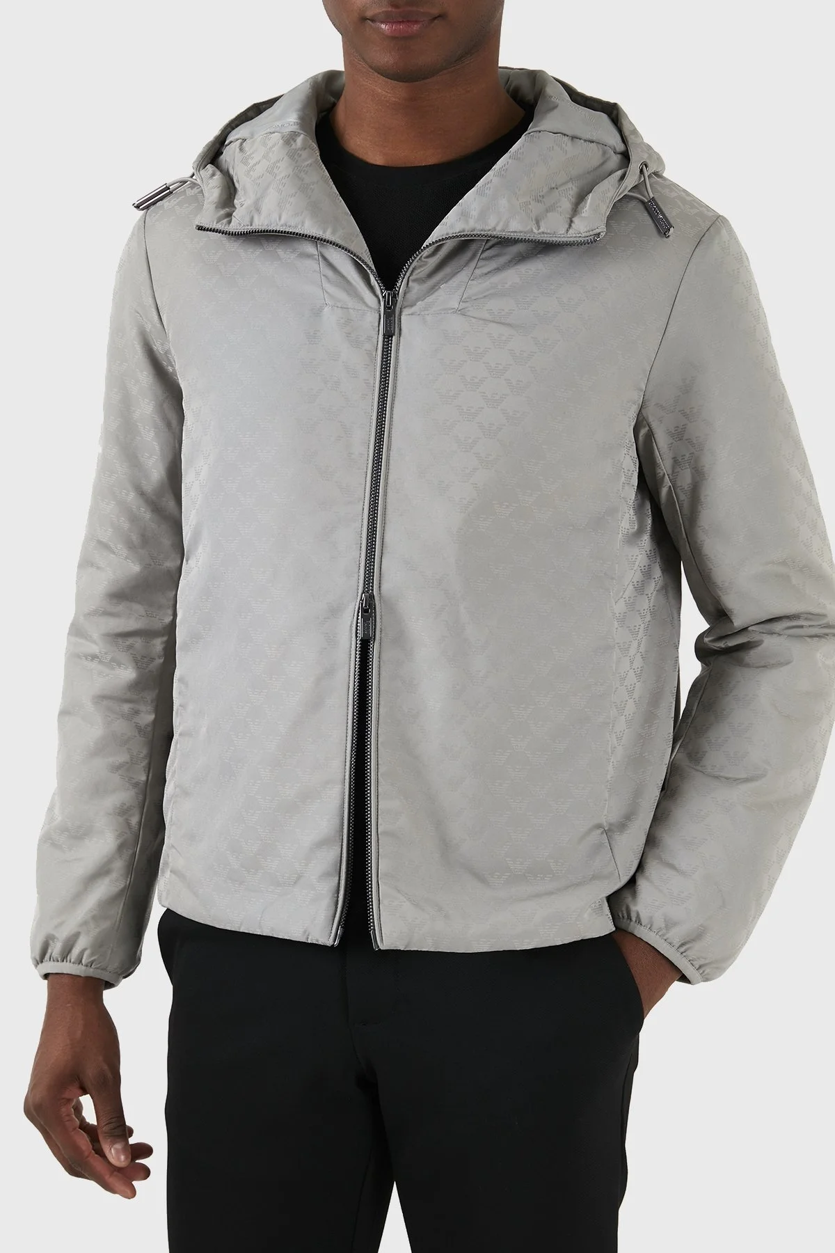 Emporio Armani Su Geçirmez Kapüşonlu Erkek Mont 8N1BN4 1NHQZ 06G1 GRİ - 5