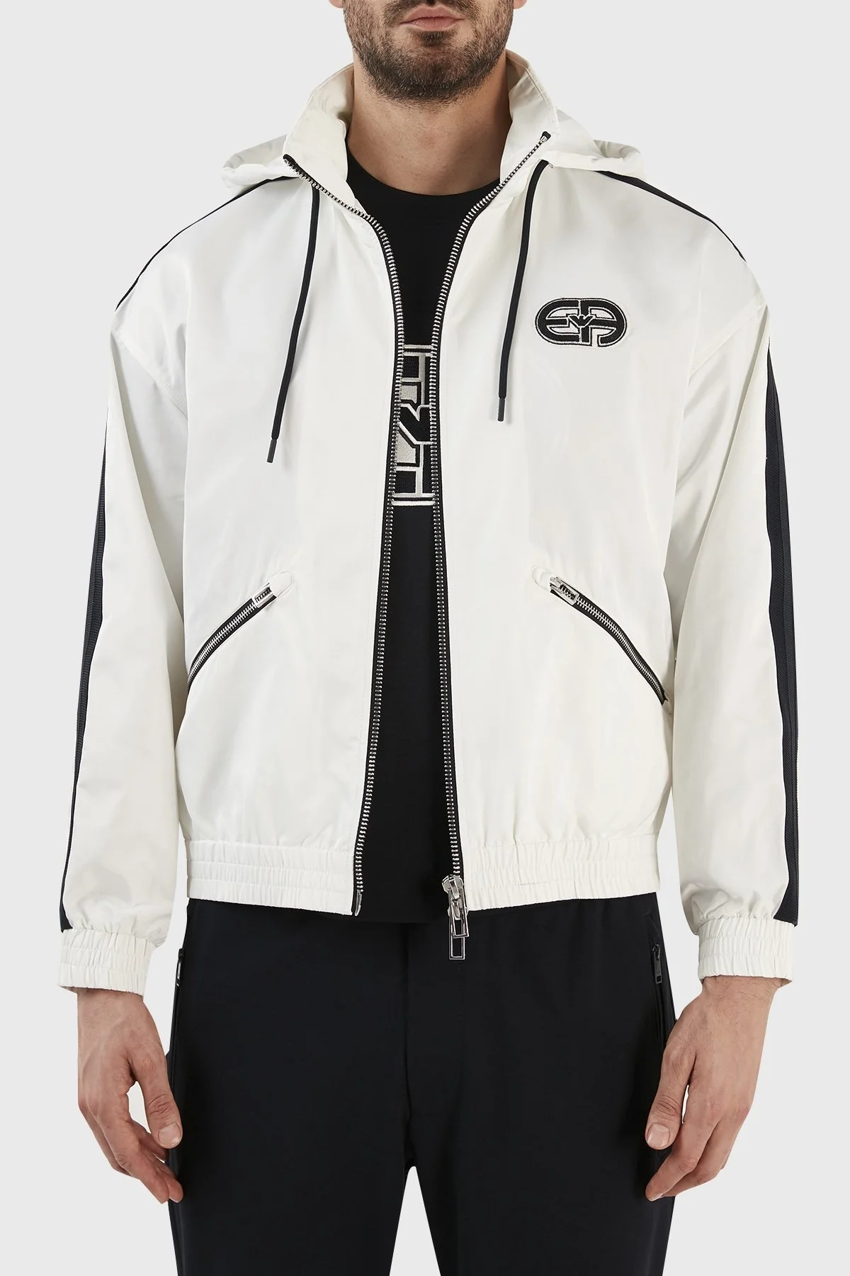 Emporio Armani Su Geçirmez Kapüşonlu Rüzgarlık İnce Erkek Ceket 3R1BR0 1NRYZ 0101 BEYAZ - 3