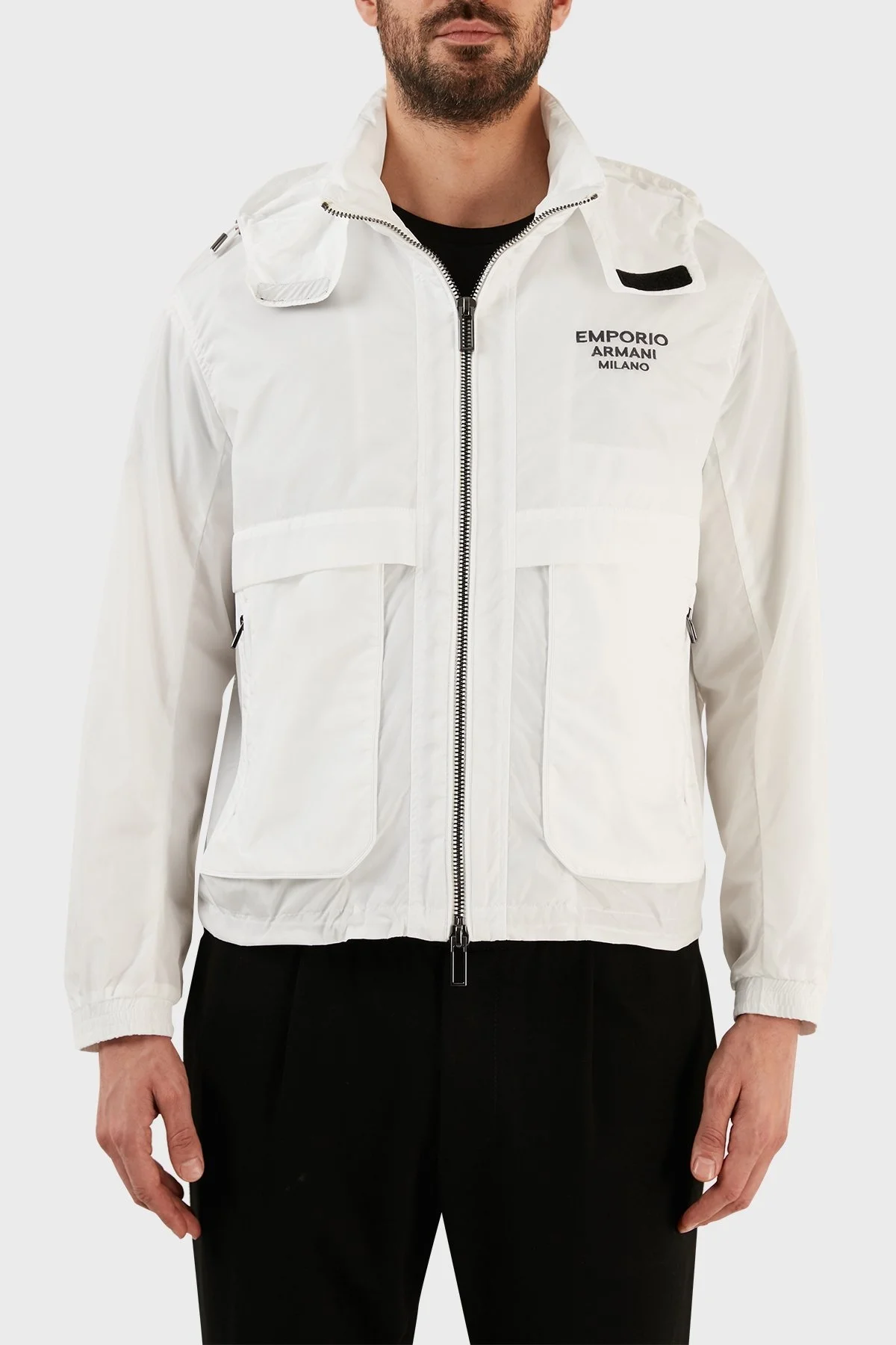 Emporio Armani Su Geçirmez Regular Fit Gizli Kapüşonlu Erkek Mont 3R1BC2 1NRMZ 0101 BEYAZ - 3