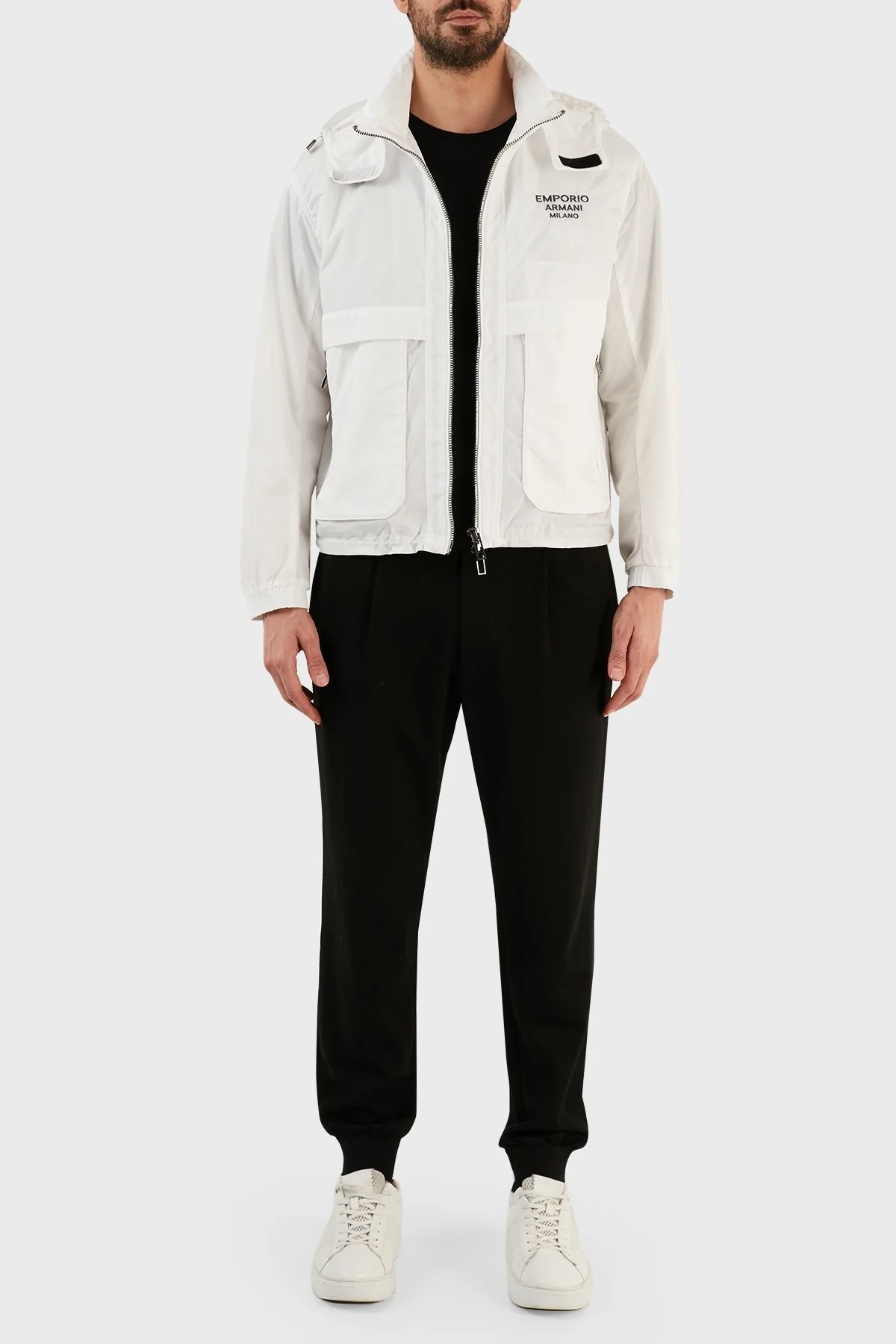Emporio Armani Su Geçirmez Regular Fit Gizli Kapüşonlu Erkek Mont 3R1BC2 1NRMZ 0101 BEYAZ - 6