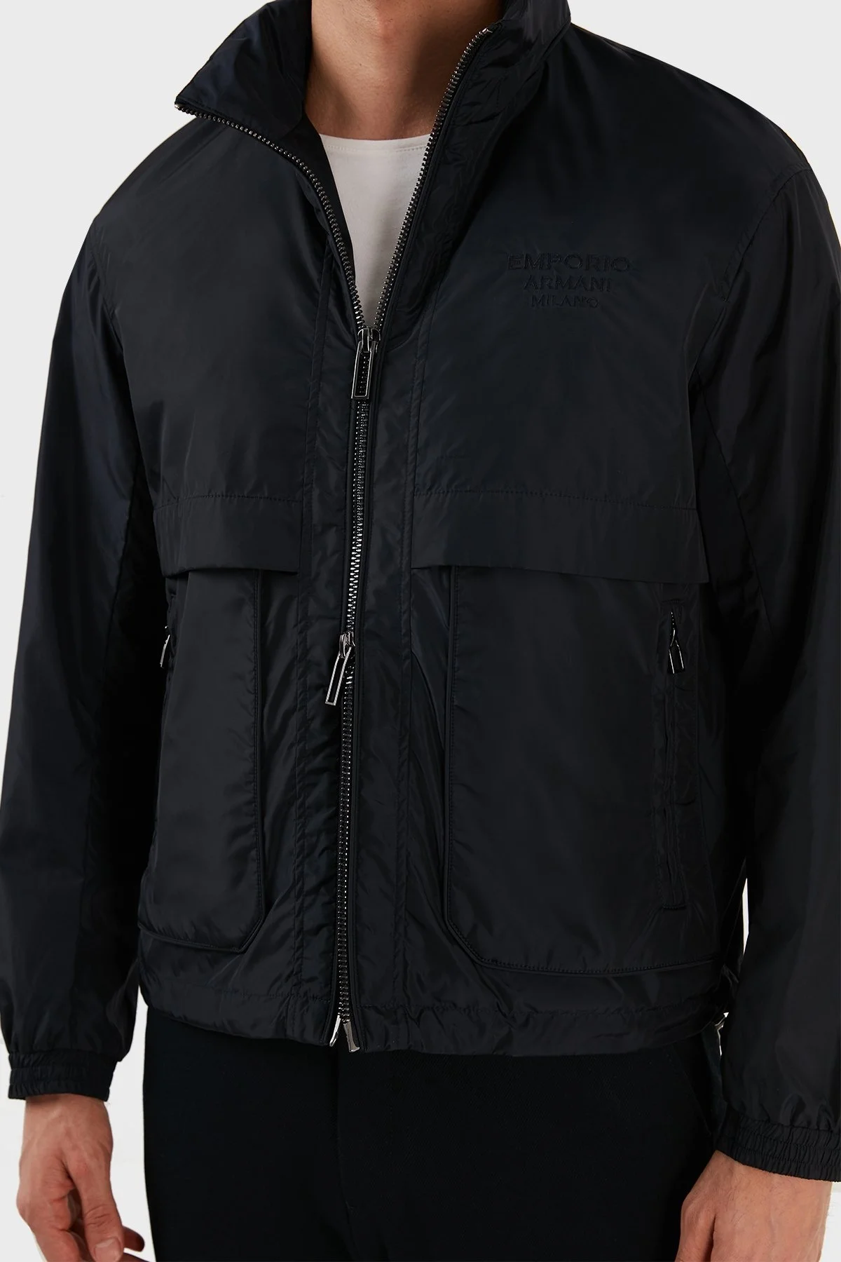 Emporio Armani Su Geçirmez Regular Fit Gizli Kapüşonlu Erkek Mont 3R1BC2 1NRMZ 0920 LACİVERT - 3