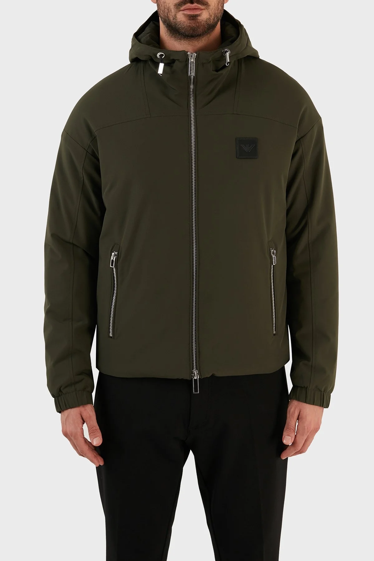 Emporio Armani Su Geçirmez Regular Fit Konforlu Kapüşonlu Erkek Mont 6L1BH5 1NNIZ 0558 HAKİ - 1