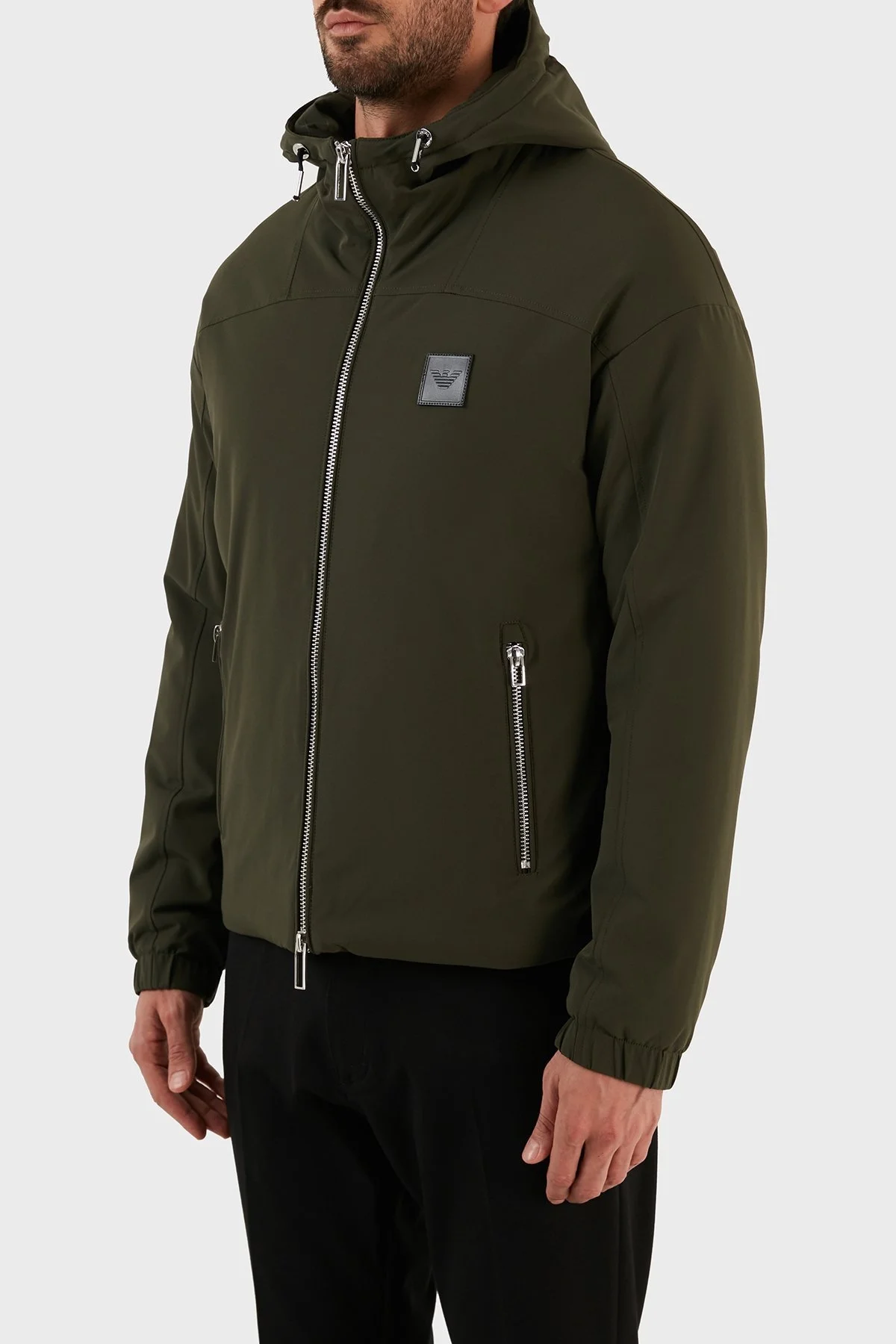 Emporio Armani Su Geçirmez Regular Fit Konforlu Kapüşonlu Erkek Mont 6L1BH5 1NNIZ 0558 HAKİ - 2