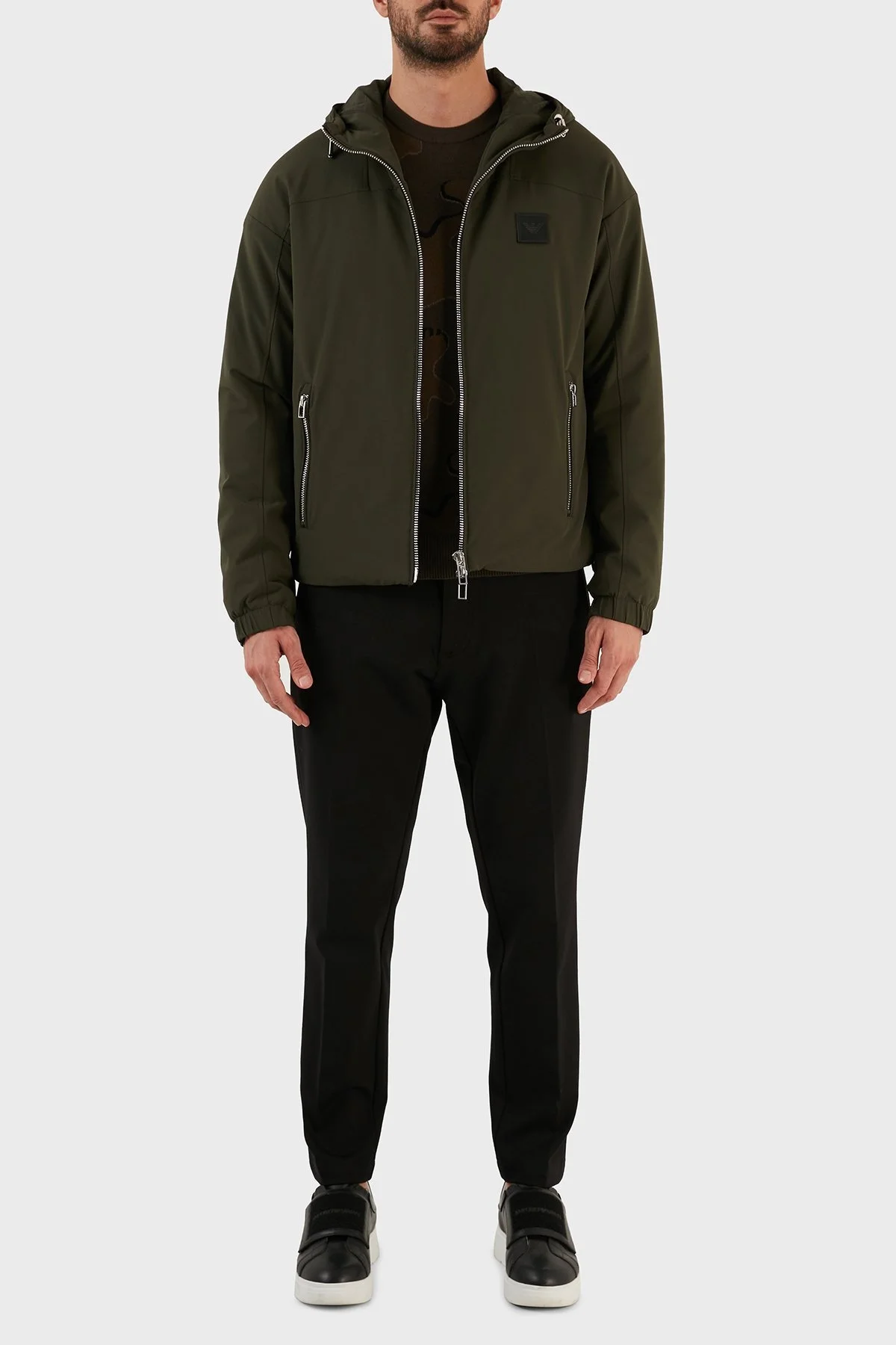Emporio Armani Su Geçirmez Regular Fit Konforlu Kapüşonlu Erkek Mont 6L1BH5 1NNIZ 0558 HAKİ - 4