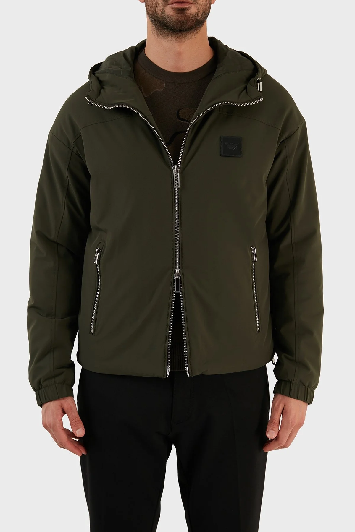 Emporio Armani Su Geçirmez Regular Fit Konforlu Kapüşonlu Erkek Mont 6L1BH5 1NNIZ 0558 HAKİ - 6