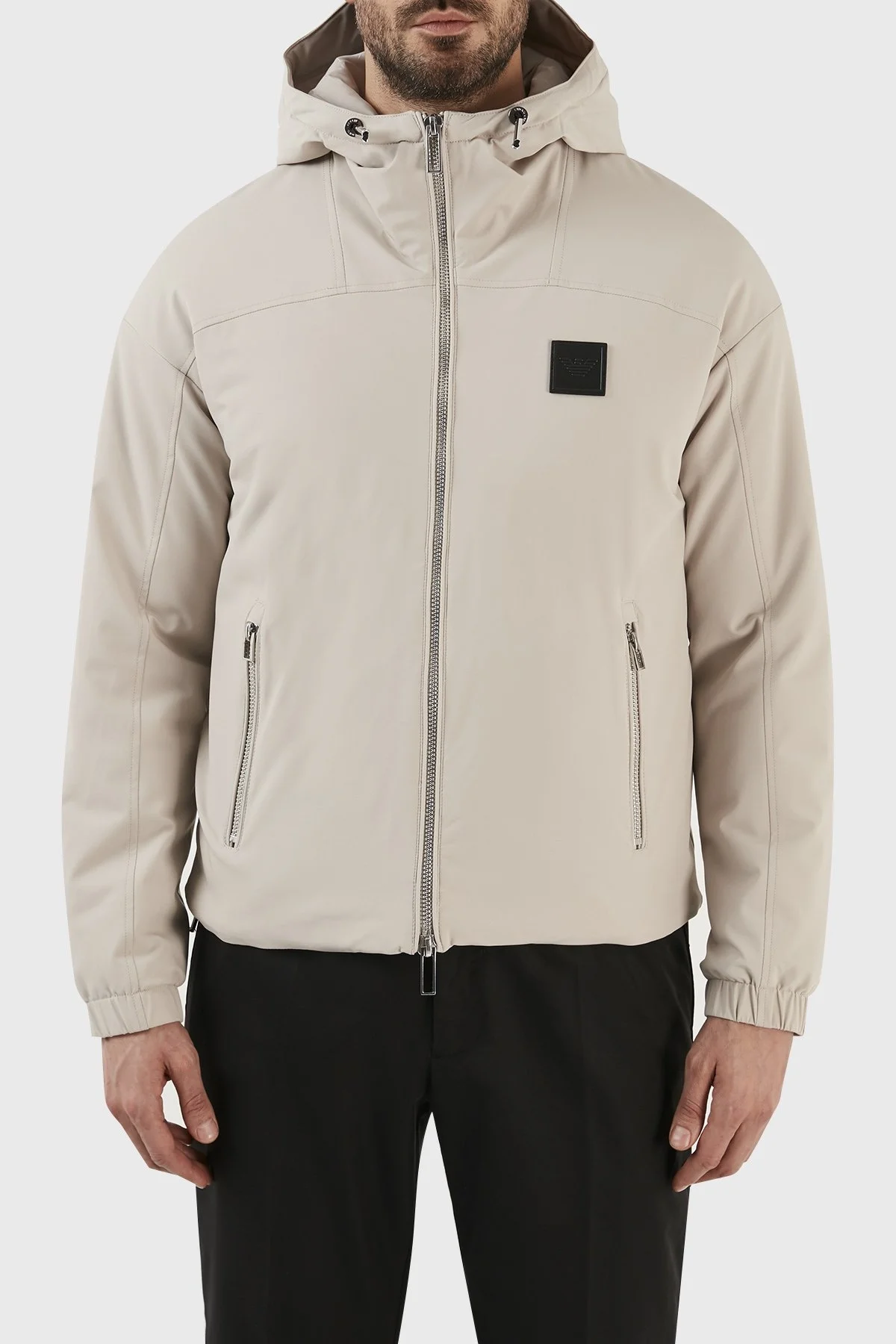 Emporio Armani Su Geçirmez Regular Fit Konforlu Kapüşonlu Erkek Mont 6L1BH5 1NNIZ 0649 BEJ - 1