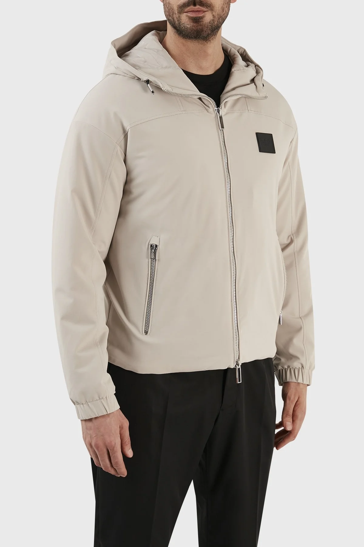 Emporio Armani Su Geçirmez Regular Fit Konforlu Kapüşonlu Erkek Mont 6L1BH5 1NNIZ 0649 BEJ - 2