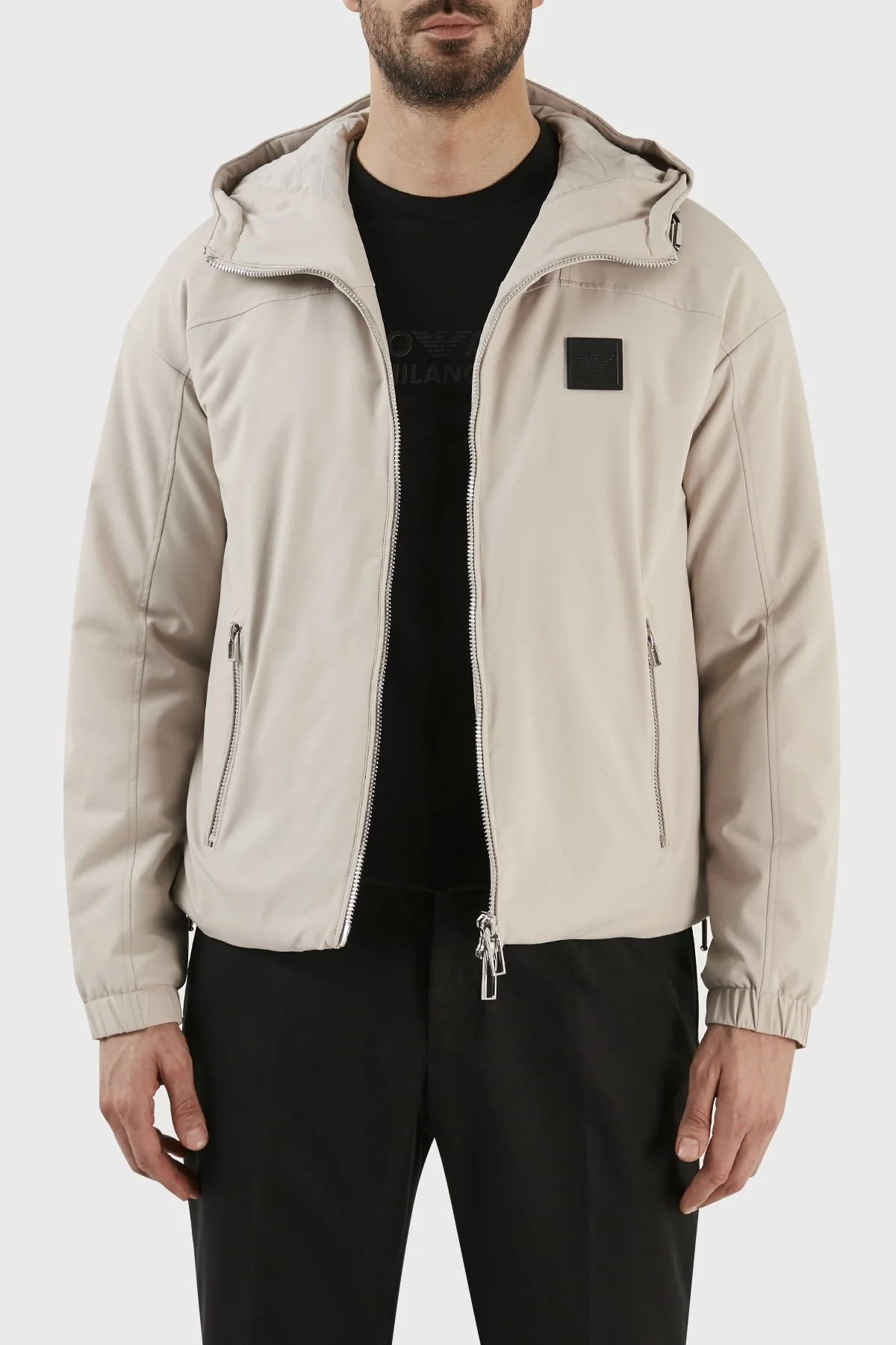 Emporio Armani Su Geçirmez Regular Fit Konforlu Kapüşonlu Erkek Mont 6L1BH5 1NNIZ 0649 BEJ - 3