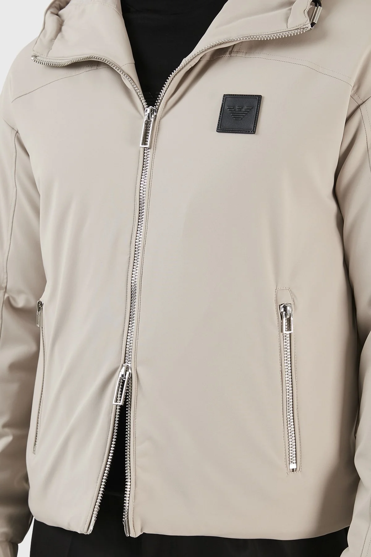 Emporio Armani Su Geçirmez Regular Fit Konforlu Kapüşonlu Erkek Mont 6L1BH5 1NNIZ 0649 BEJ - 4