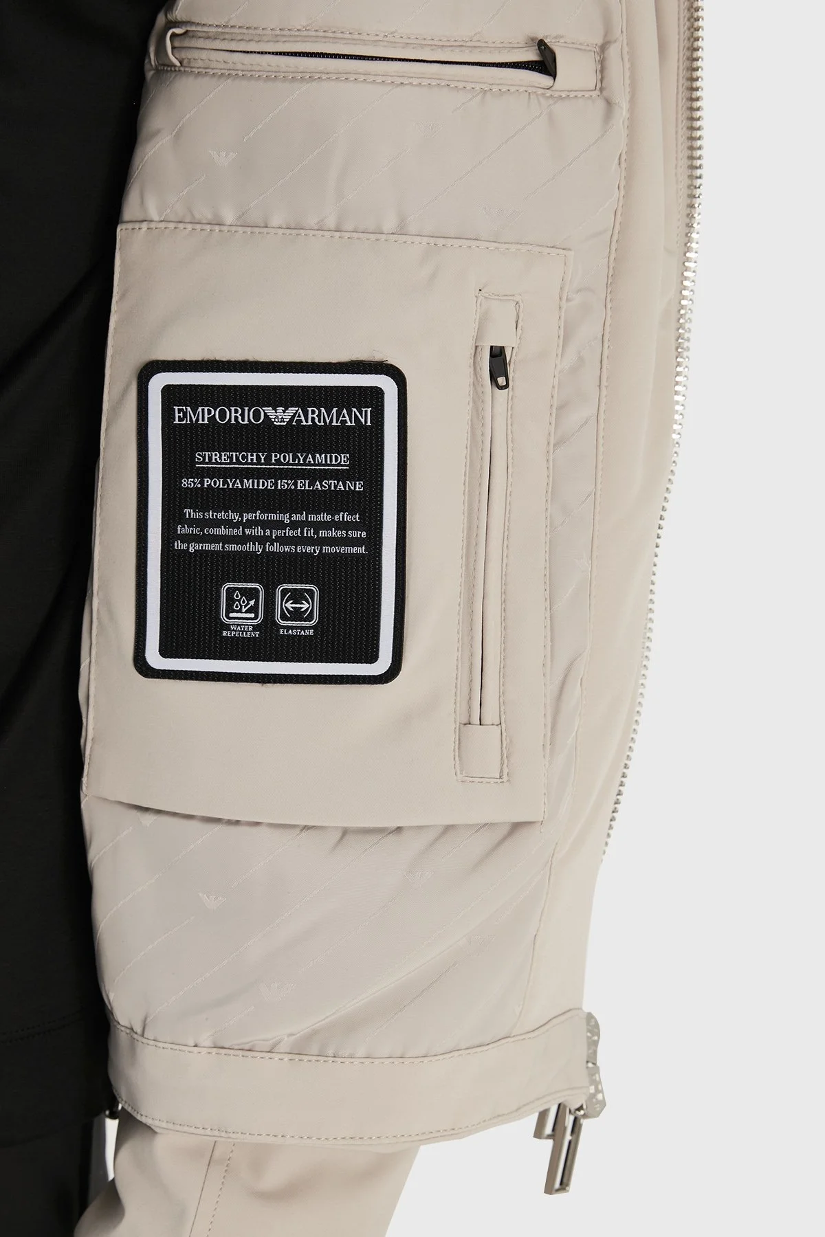 Emporio Armani Su Geçirmez Regular Fit Konforlu Kapüşonlu Erkek Mont 6L1BH5 1NNIZ 0649 BEJ - 6