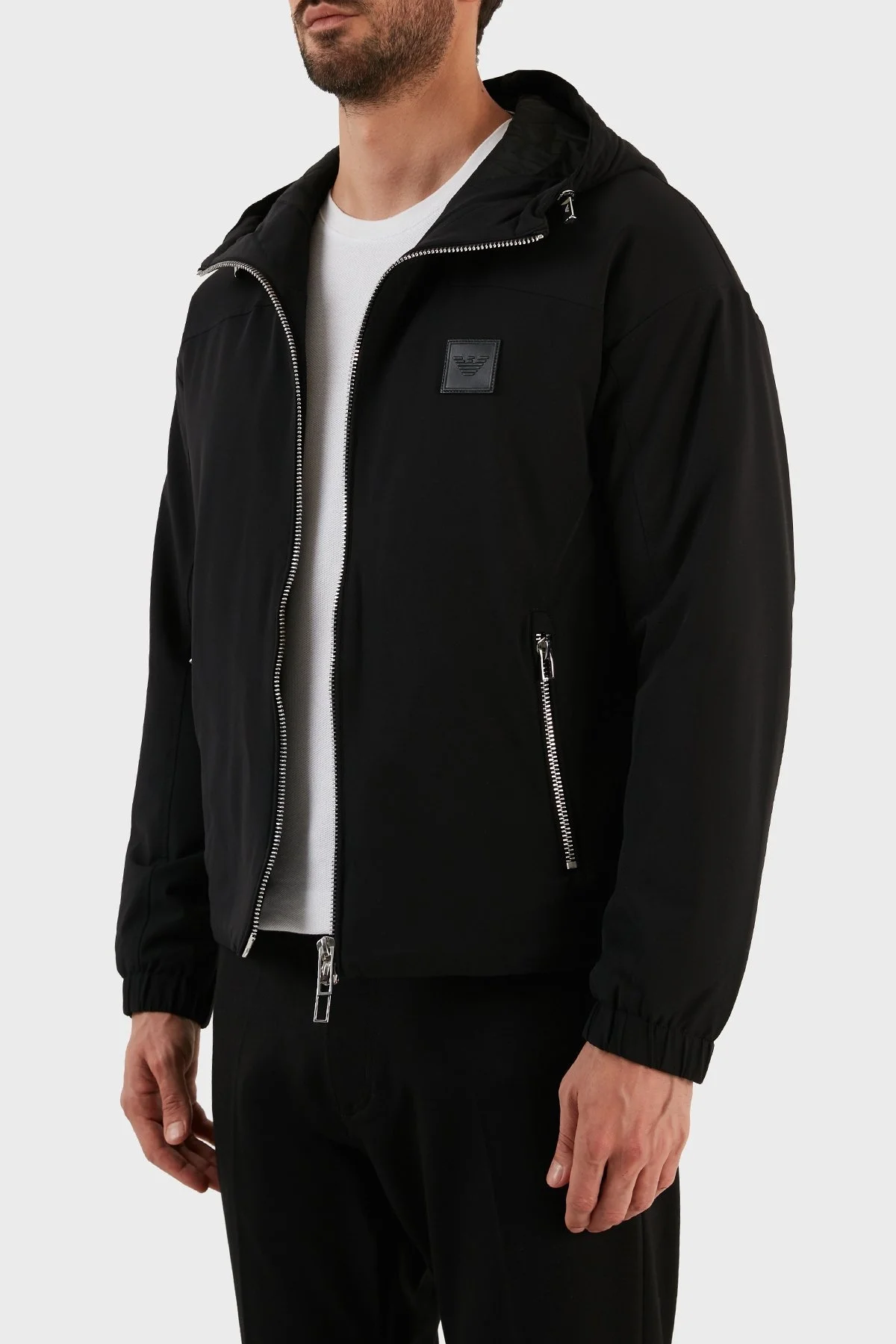 Emporio Armani Su Geçirmez Regular Fit Konforlu Kapüşonlu Erkek Mont 6L1BH5 1NNIZ 0999 SİYAH - 2