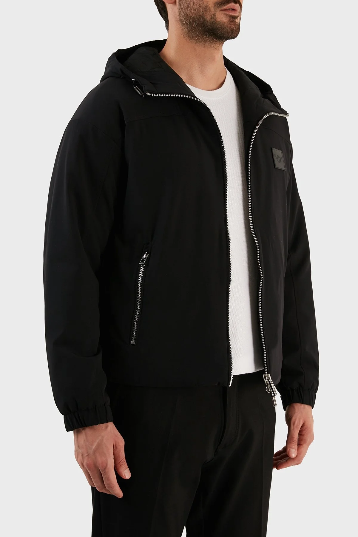 Emporio Armani Su Geçirmez Regular Fit Konforlu Kapüşonlu Erkek Mont 6L1BH5 1NNIZ 0999 SİYAH - 3