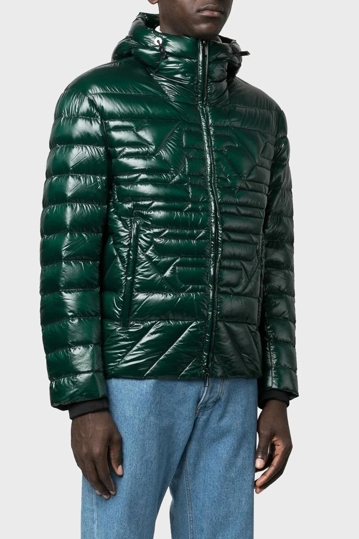 Emporio Armani Su Geçirmez Slim Fit Kuş Tüyü Dolgulu Kapüşonlu Şişme Erkek Mont 6L1BN7 1NPDZ 0586 HAKİ - 1