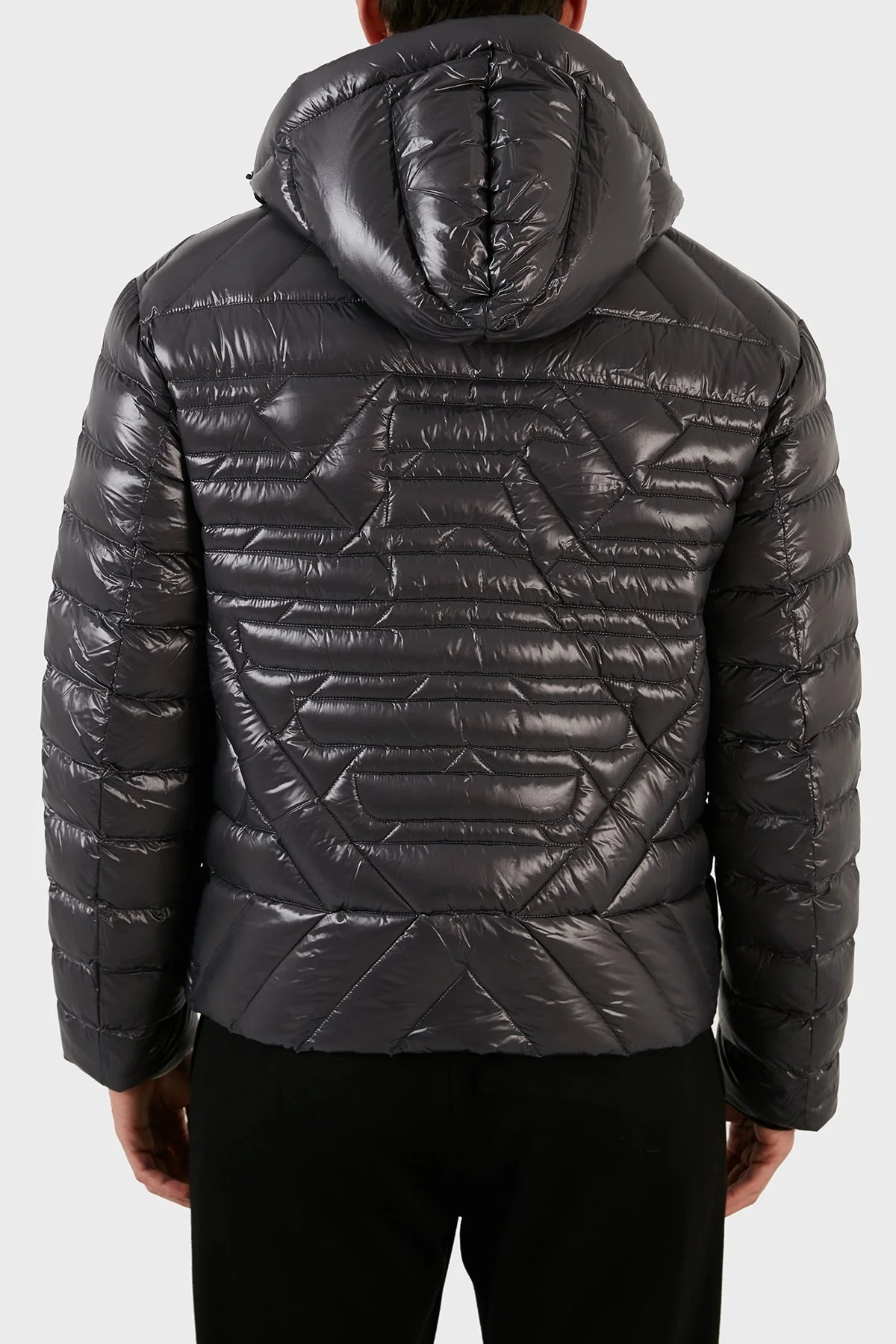 Emporio Armani Su Geçirmez Slim Fit Kuş Tüyü Dolgulu Kapüşonlu Şişme Erkek Mont 6L1BN7 1NPDZ 0651 GRİ - 7