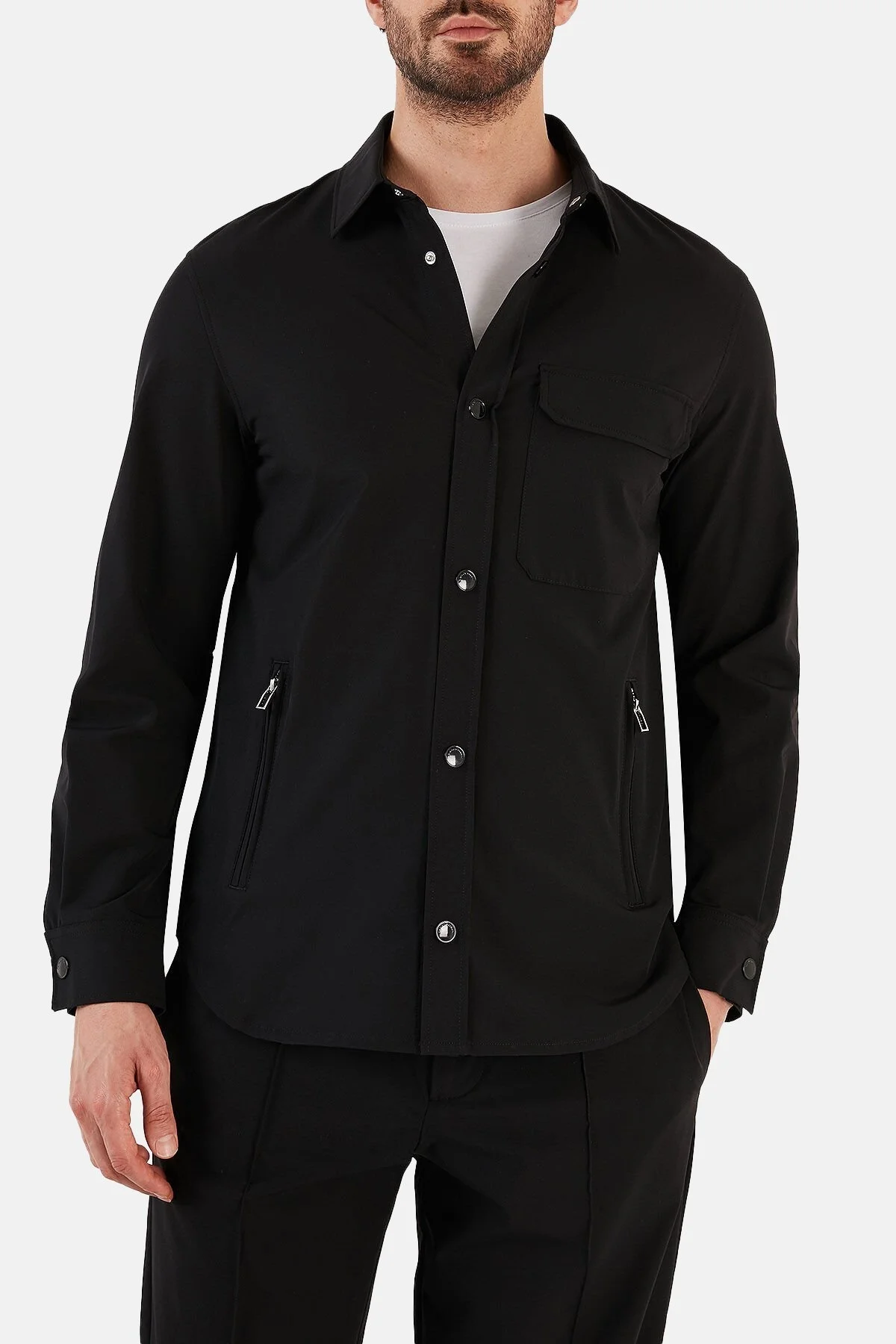 Emporio Armani Su Geçirmez Streç Konforlu Regular Fit Cepli Erkek Gömlek 3R1CB8 1NNIZ 0999 SİYAH - 1